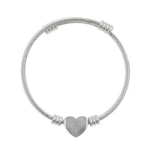 Engravable Heart Cuff Bracelet – Personalized Silver Wire Bangle for Gifts & Anniversaries