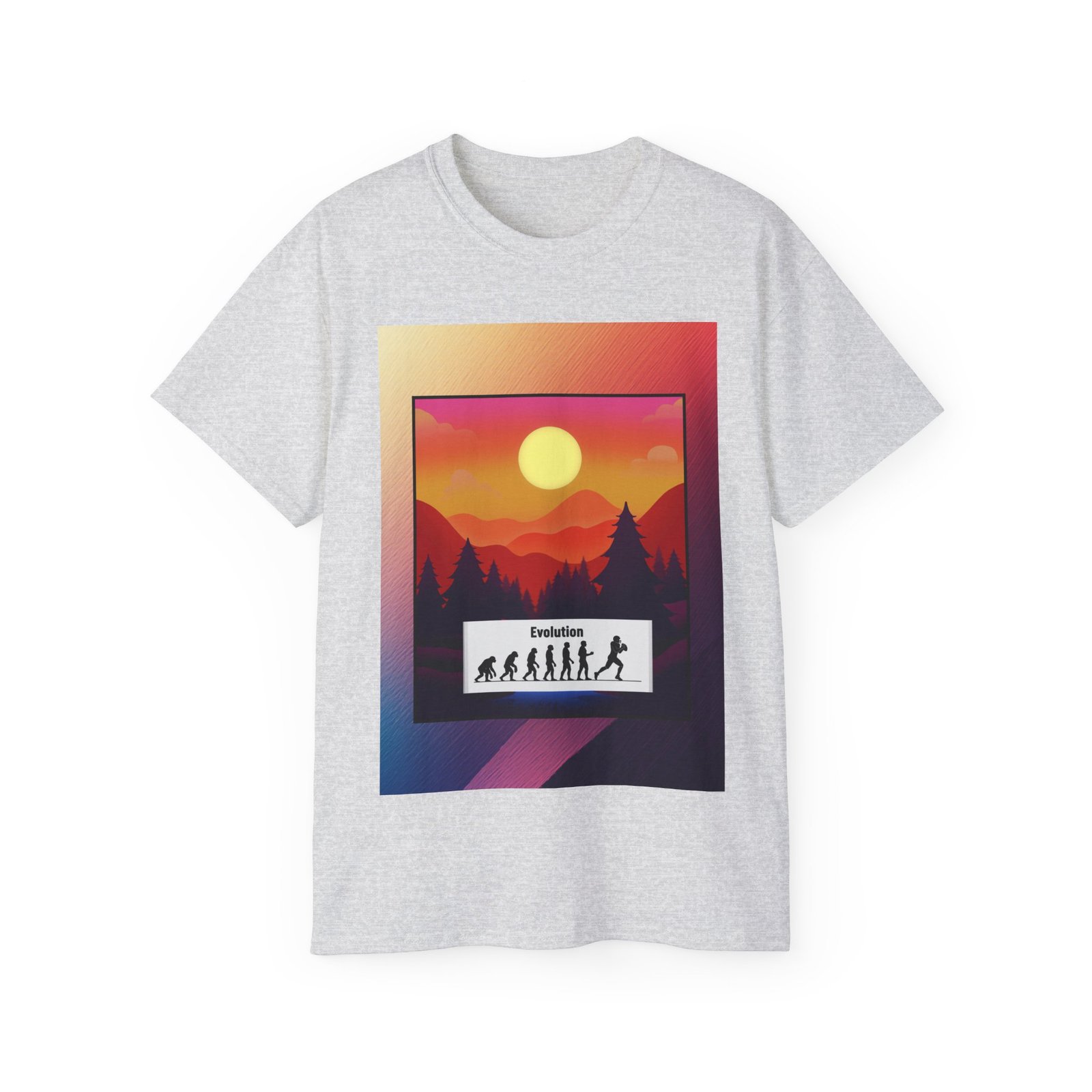 Evolution Hike T-Shirt — Sunset Mountain Silhouette Graphic Tee - Image 5