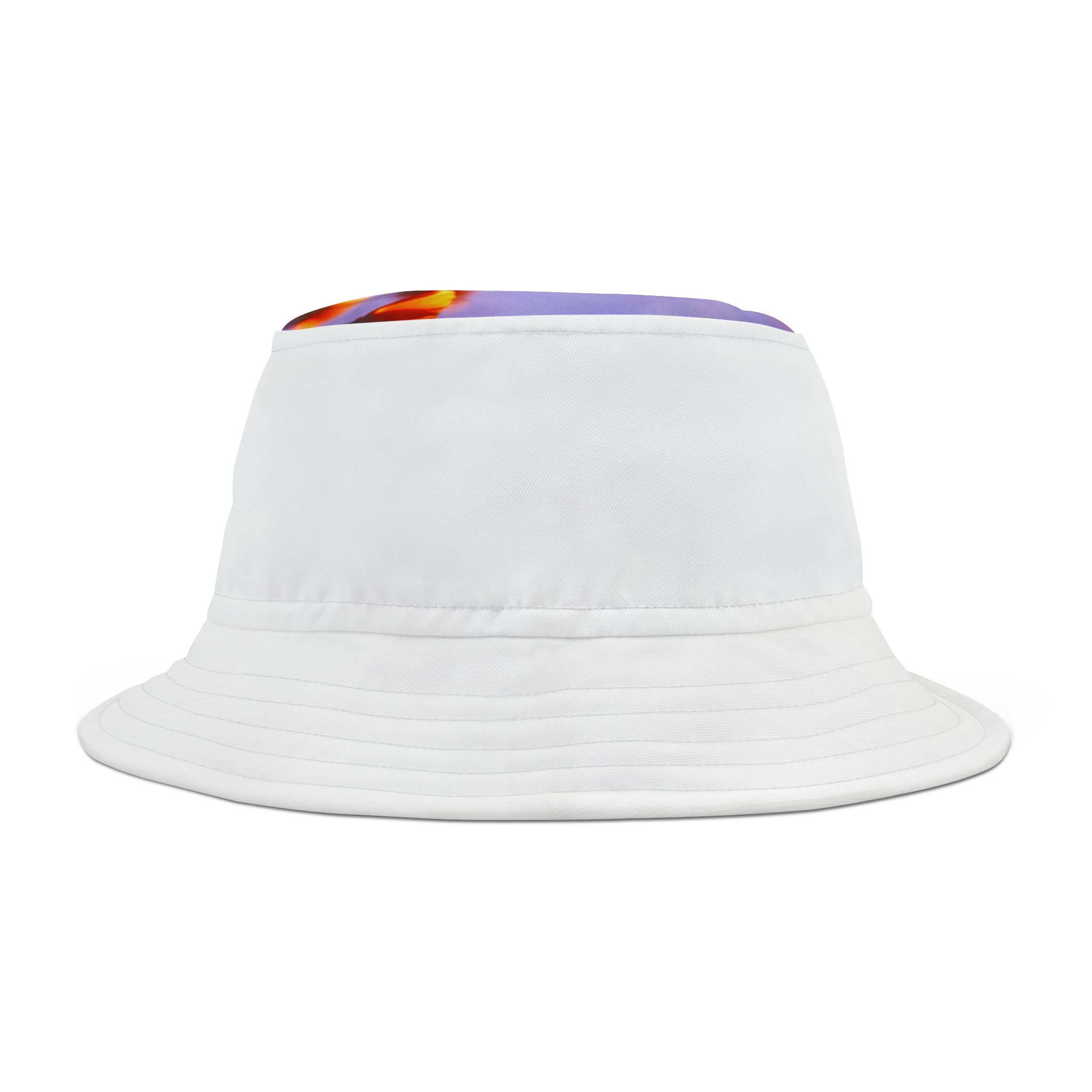 White Reversible Bucket Hat with Colorful Top Panel — Casual Summer Sun Hat - Image 4