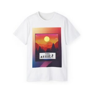 Evolution Hike T-Shirt — Sunset Mountain Silhouette Graphic Tee