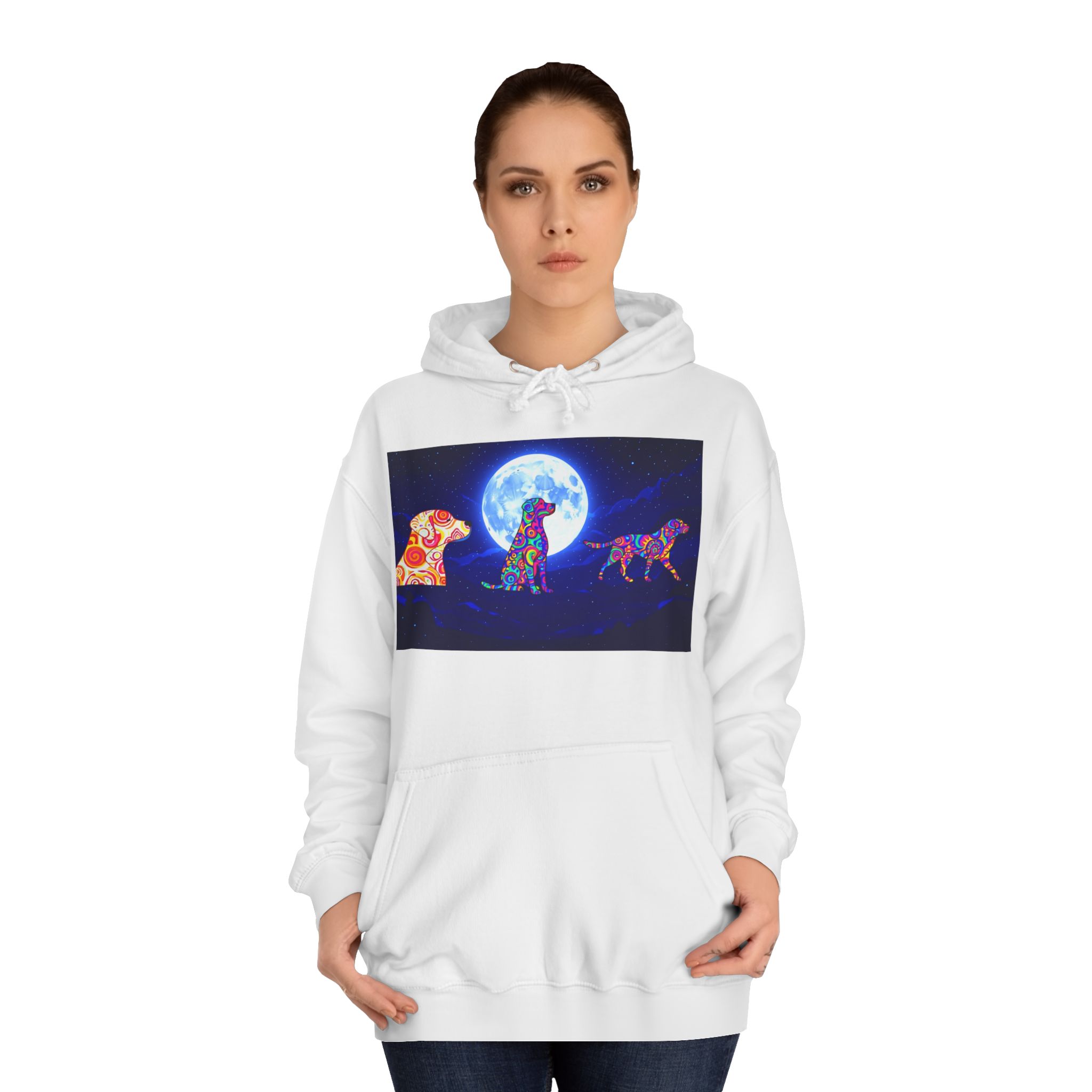 Hoodie — Colorful Moonlight Dog Trio Graphic Hoodie - Image 4