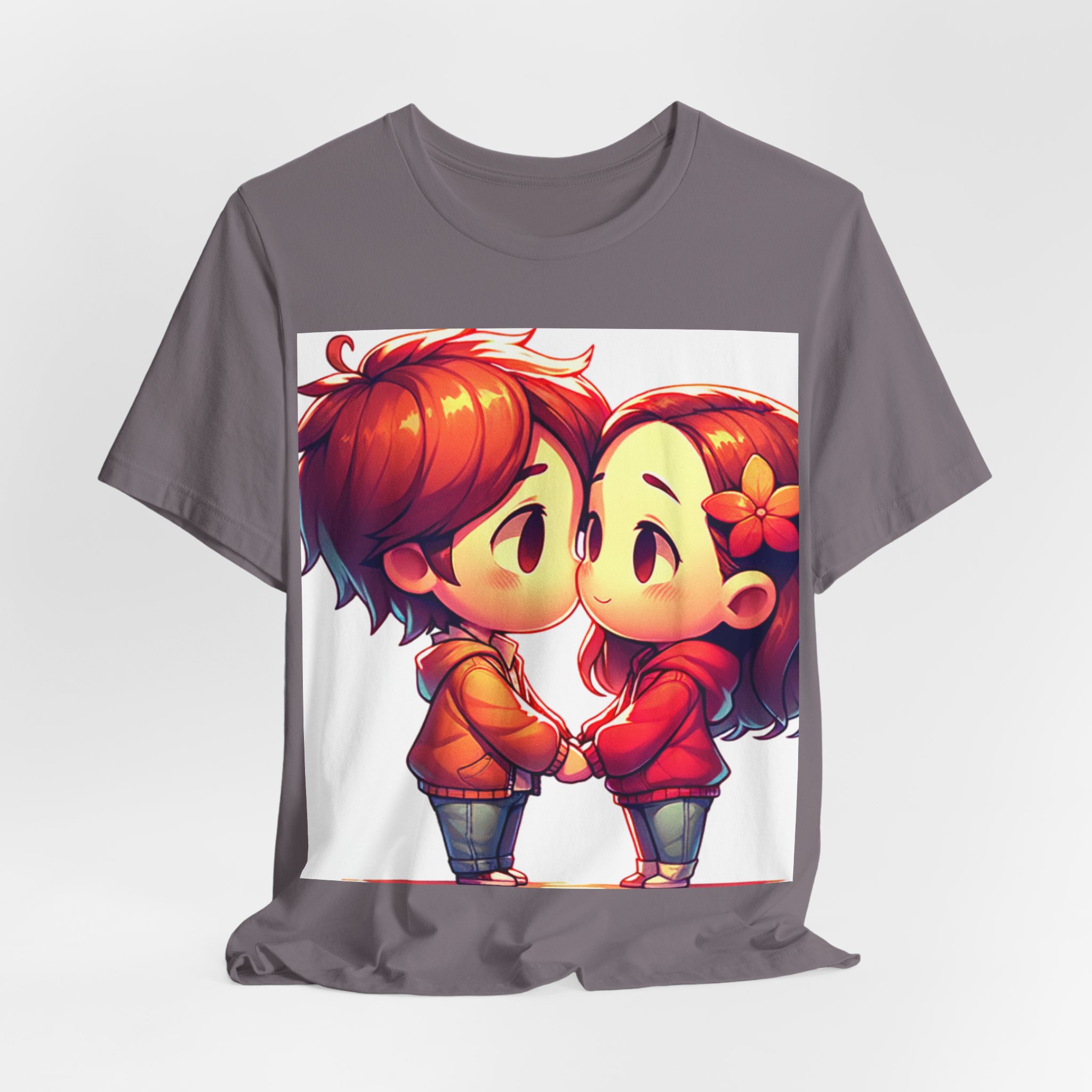 Cute Couple Cartoon Tee — Holding Hands Chibi Romance T-Shirt - Image 8