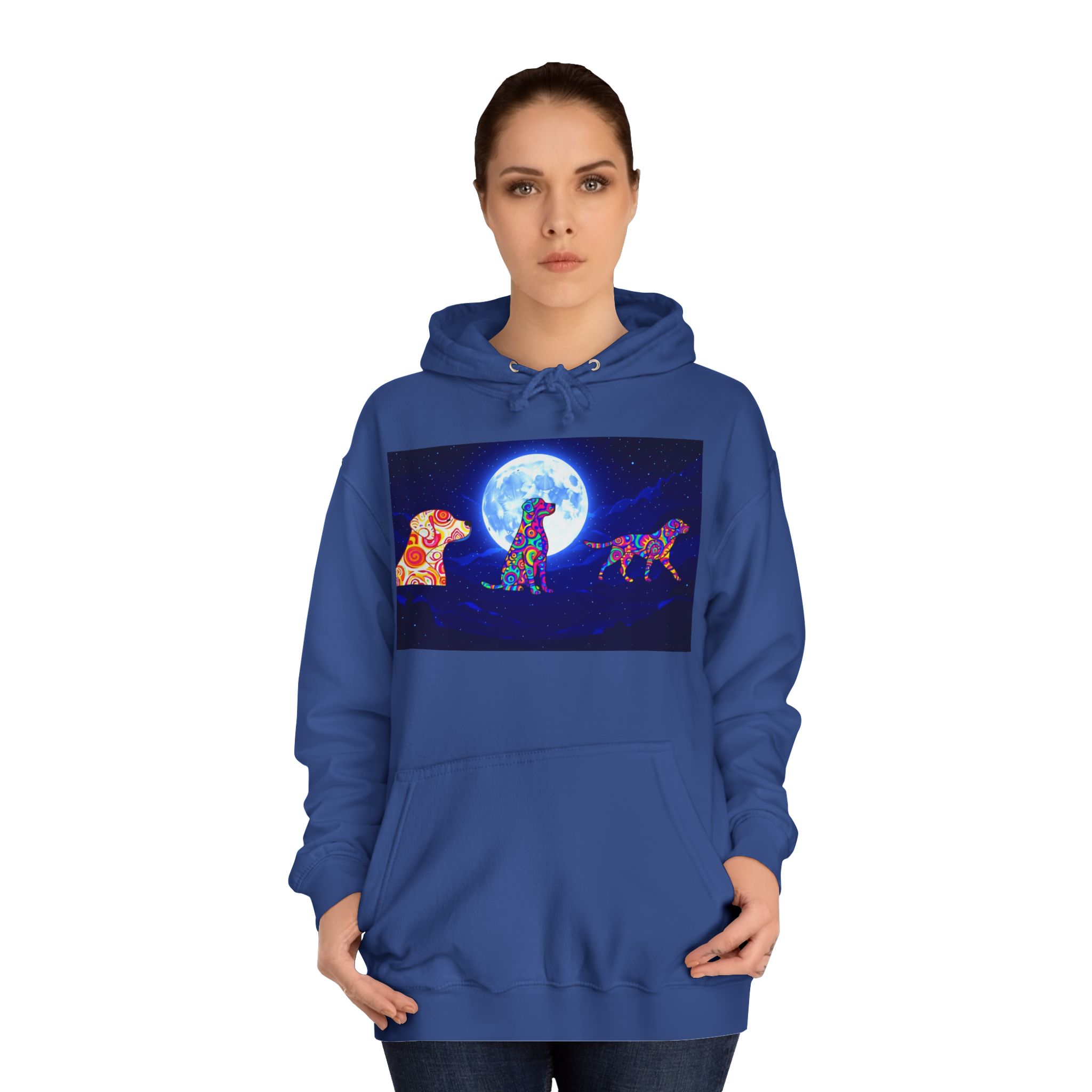 Hoodie — Colorful Moonlight Dog Trio Graphic Hoodie - Image 8