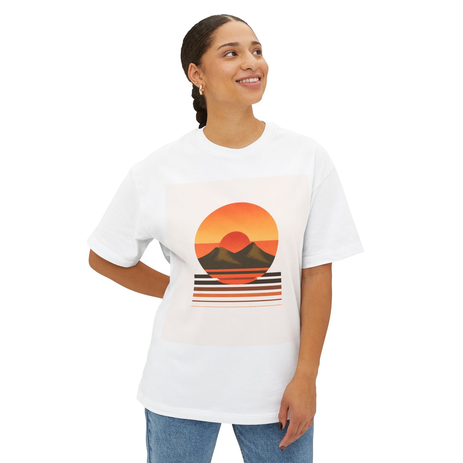Sunset Mountains Boxy Tee - Image 3