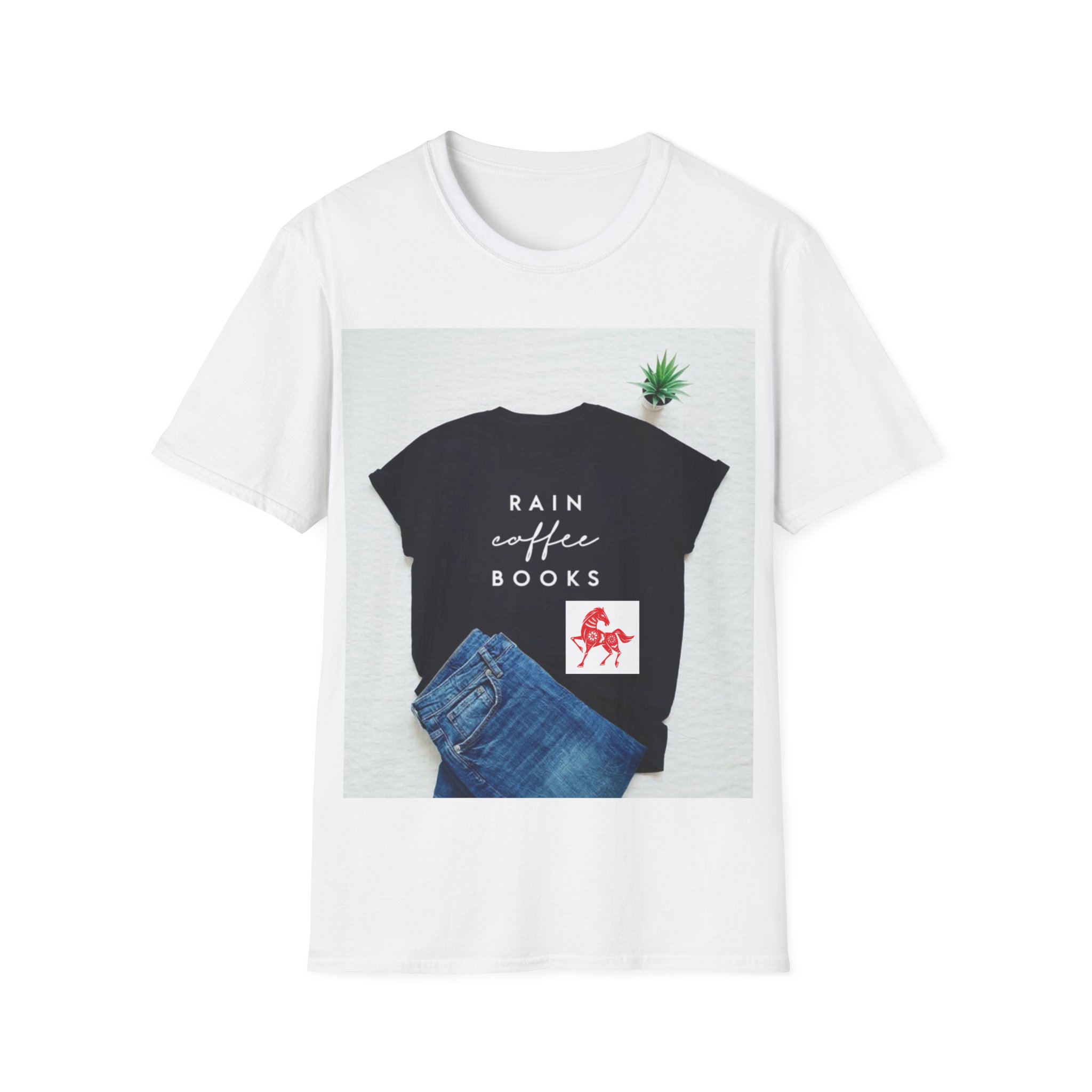 Rain, Coffee, Books T‑Shirt — Cozy Reader Graphic Tee