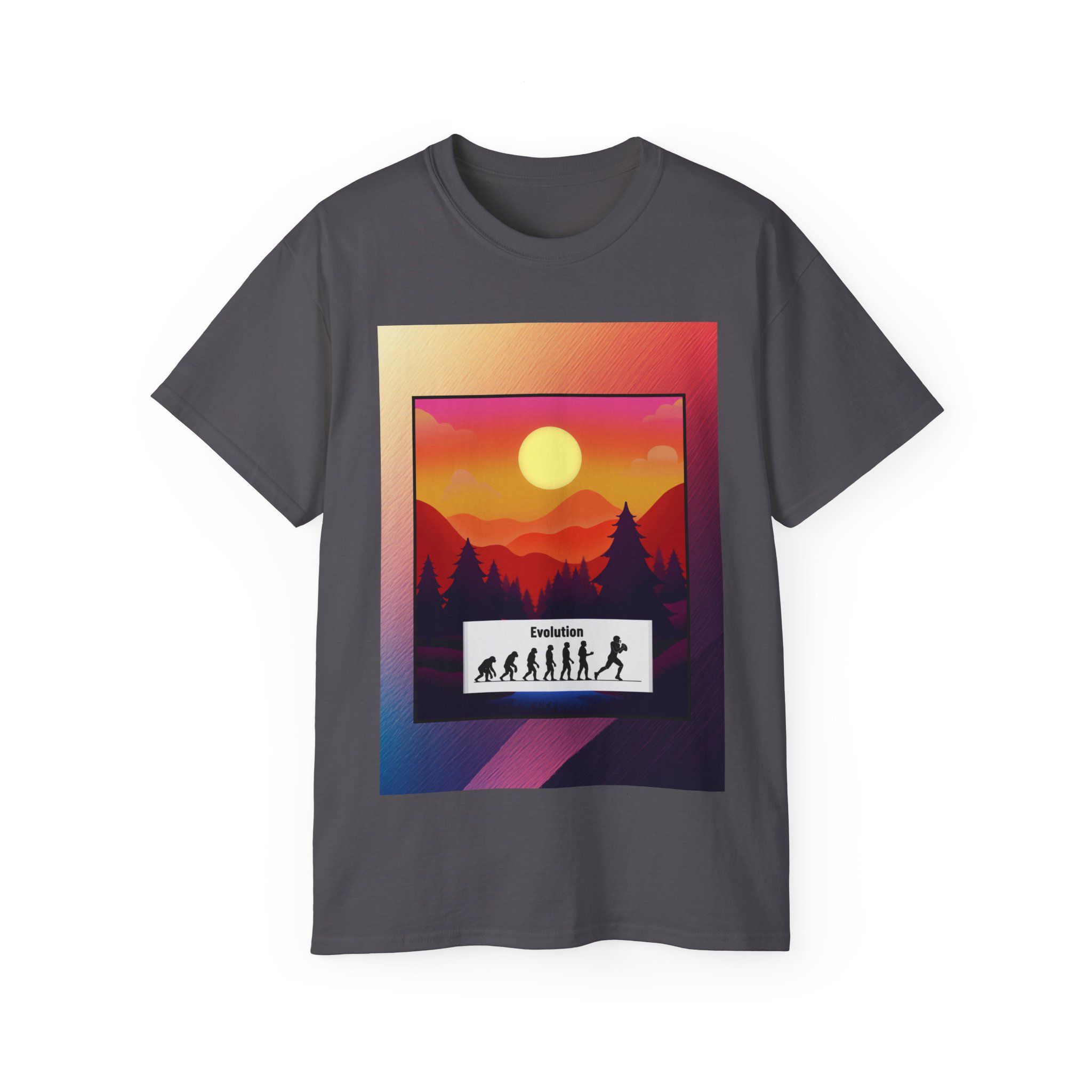 Evolution Hike T-Shirt — Sunset Mountain Silhouette Graphic Tee - Image 25