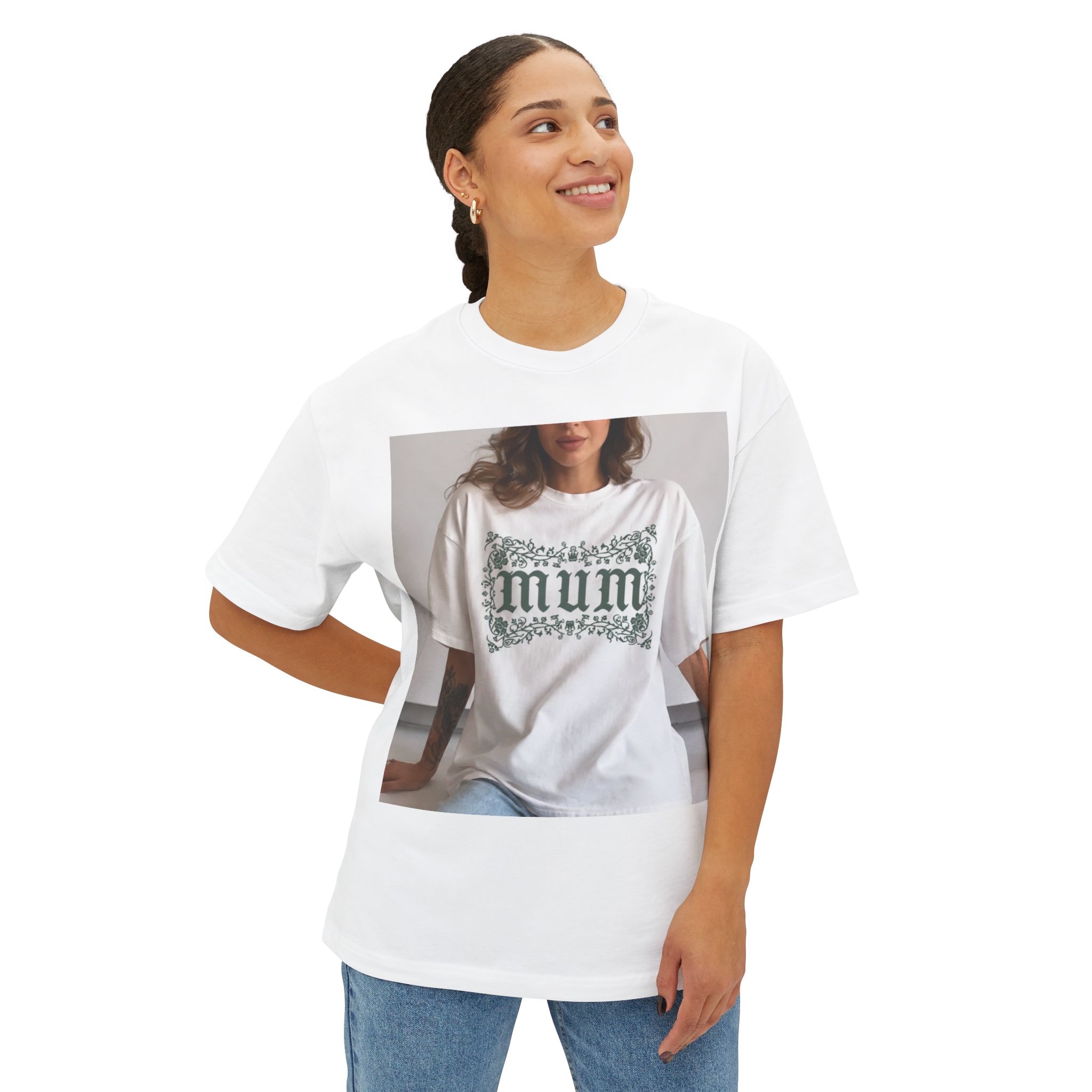 Mum Floral Graphic Tee — Oversized Boxy Womens Shirt - Image 3
