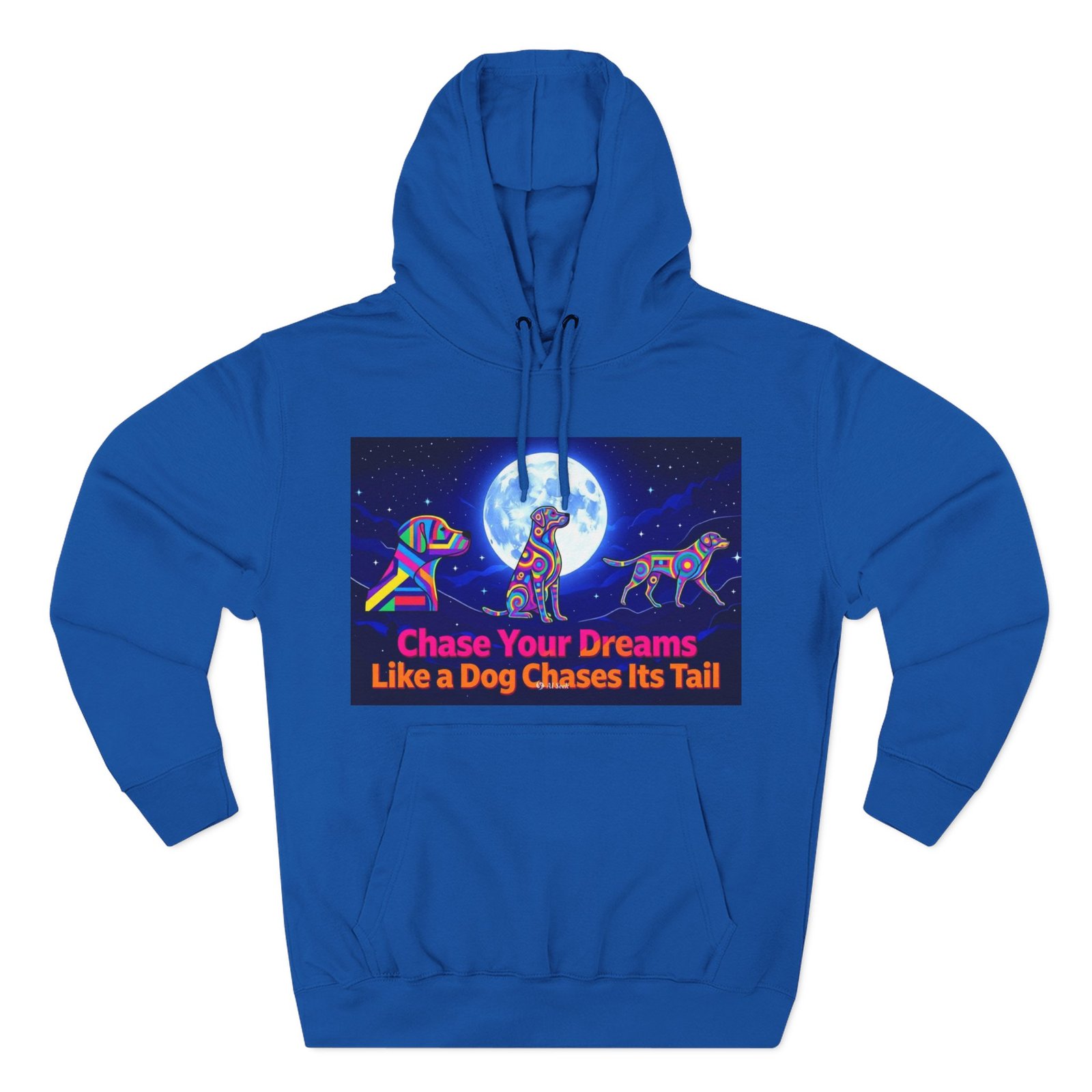 Chase Your Dreams Dog Graphic Hoodie — Colorful Moonlight Canine Motivational Pullover - Image 9