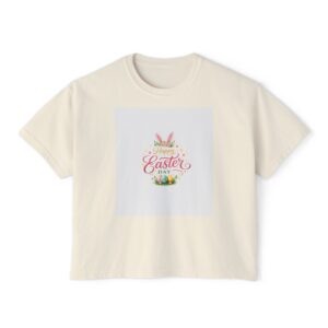 Easter Bunny Floral Boxy Tee — Happy Easter Spring Graphic Shirt