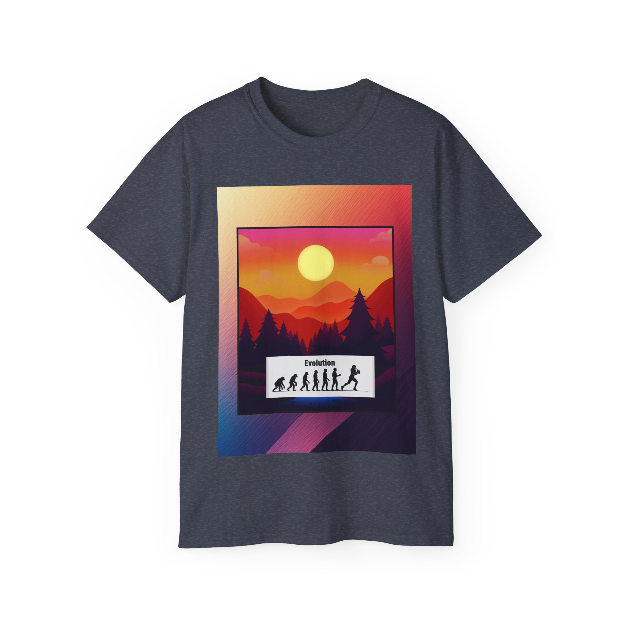 Evolution Hike T-Shirt — Sunset Mountain Silhouette Graphic Tee - Image 29