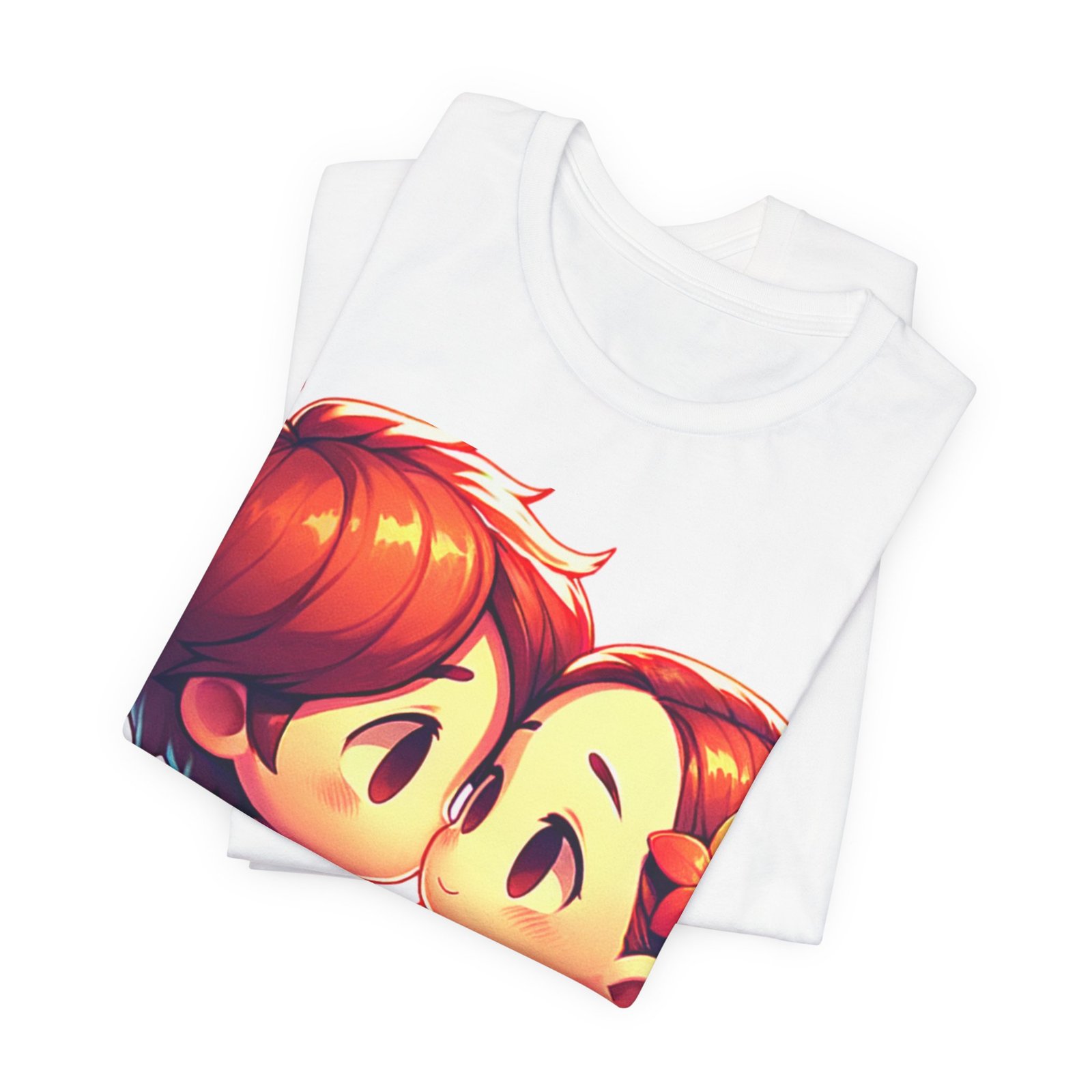 Cute Couple Cartoon Tee — Holding Hands Chibi Romance T-Shirt - Image 3