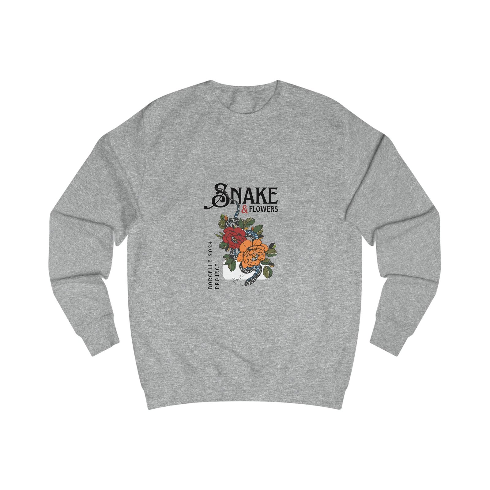 Snake & Flowers Sweatshirt — Vintage Floral Snake Graphic Pullover - Image 3