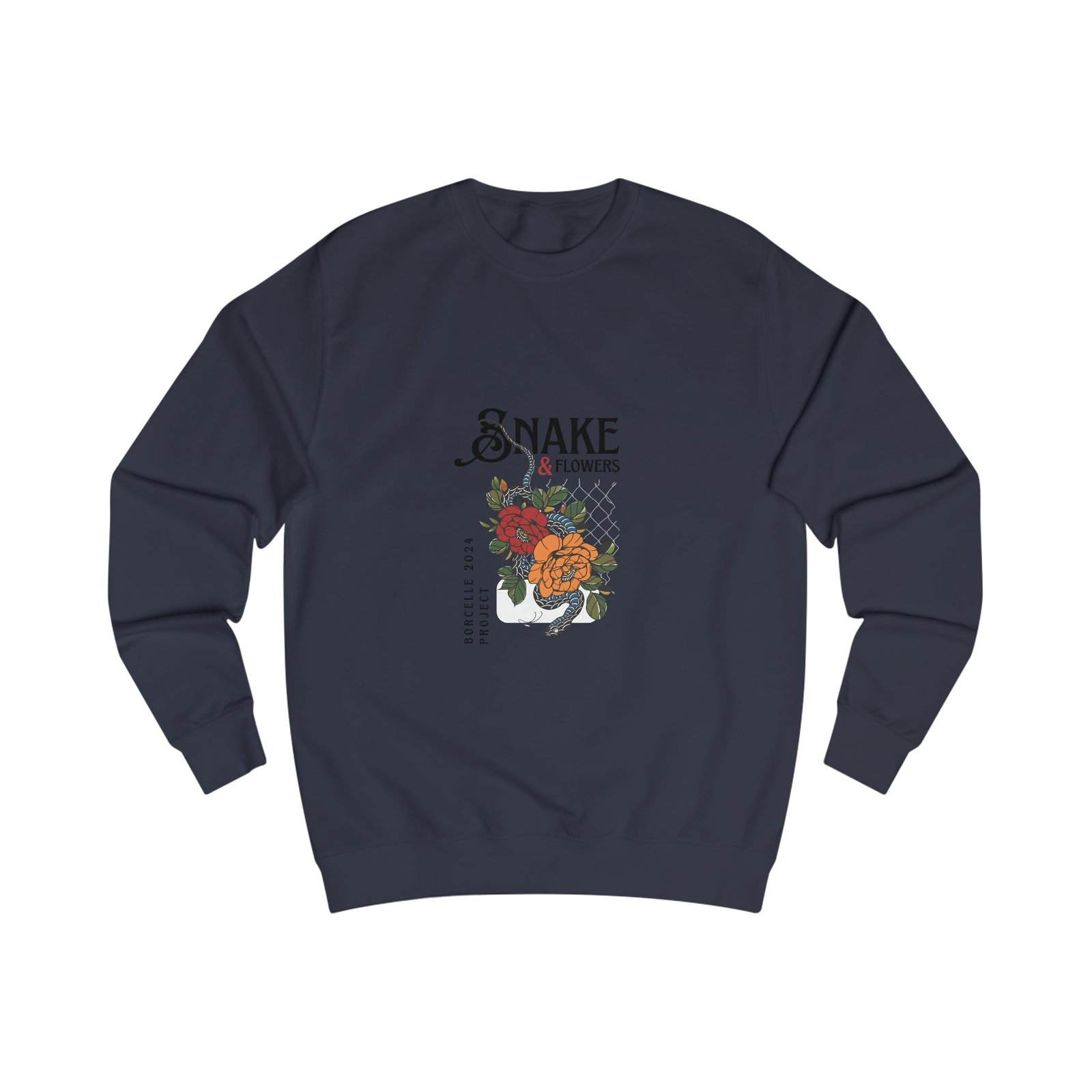 Snake & Flowers Sweatshirt — Vintage Floral Snake Graphic Pullover - Image 7