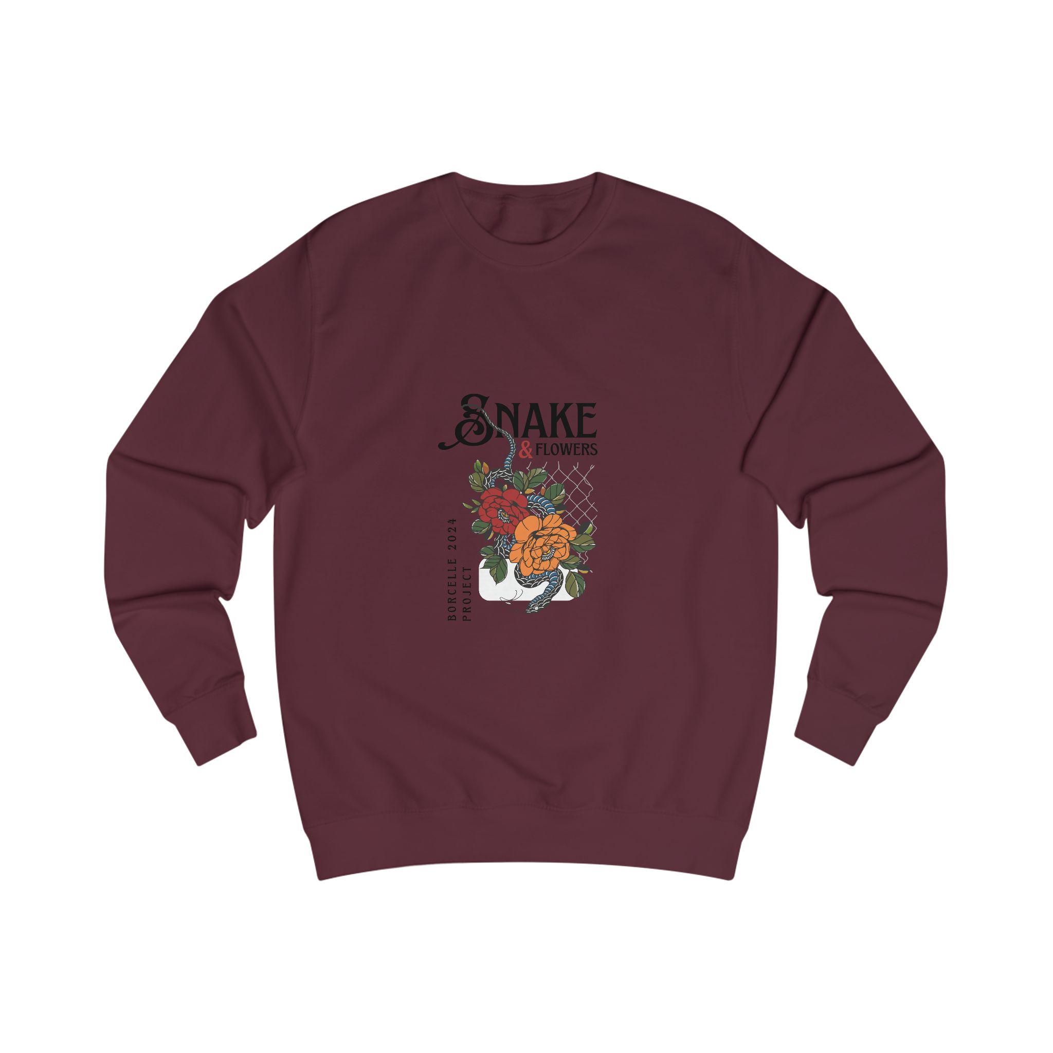 Snake & Flowers Sweatshirt — Vintage Floral Snake Graphic Pullover - Image 9