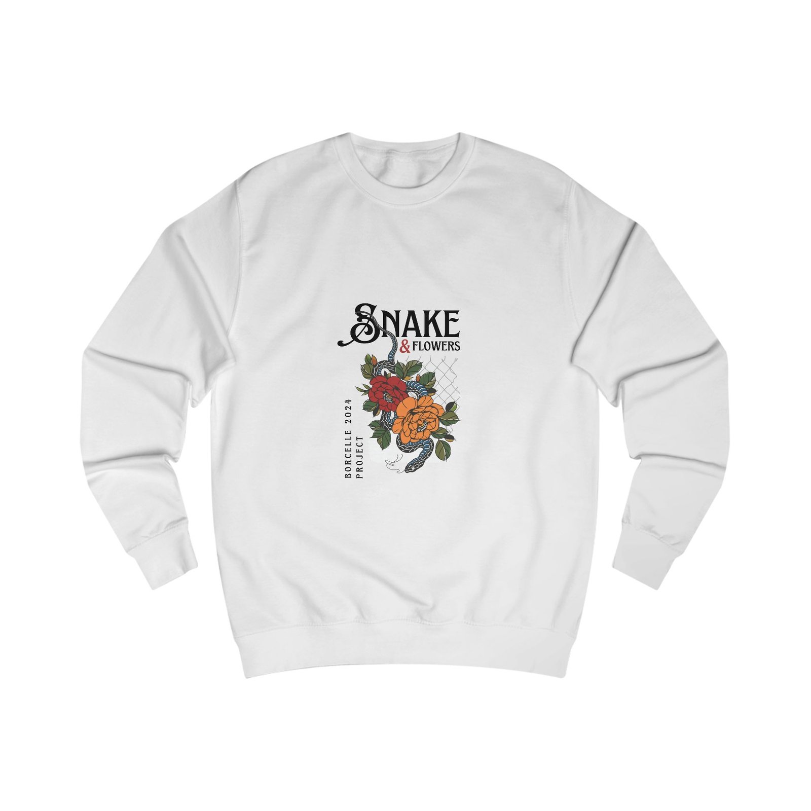 Snake & Flowers Sweatshirt — Vintage Floral Snake Graphic Pullover