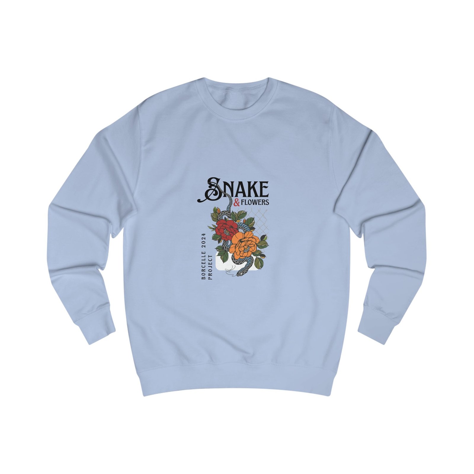 Snake & Flowers Sweatshirt — Vintage Floral Snake Graphic Pullover - Image 5