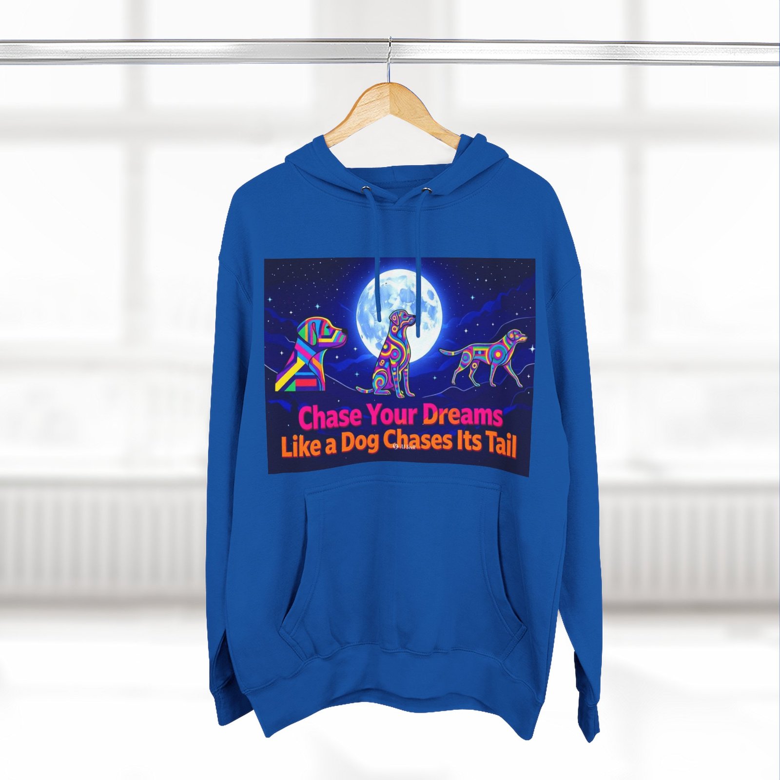 Chase Your Dreams Dog Graphic Hoodie — Colorful Moonlight Canine Motivational Pullover - Image 12