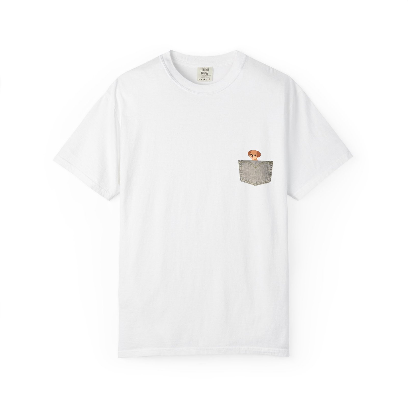 Pocket Pup T-Shirt — Cute Dog Peeking from Pocket Tee