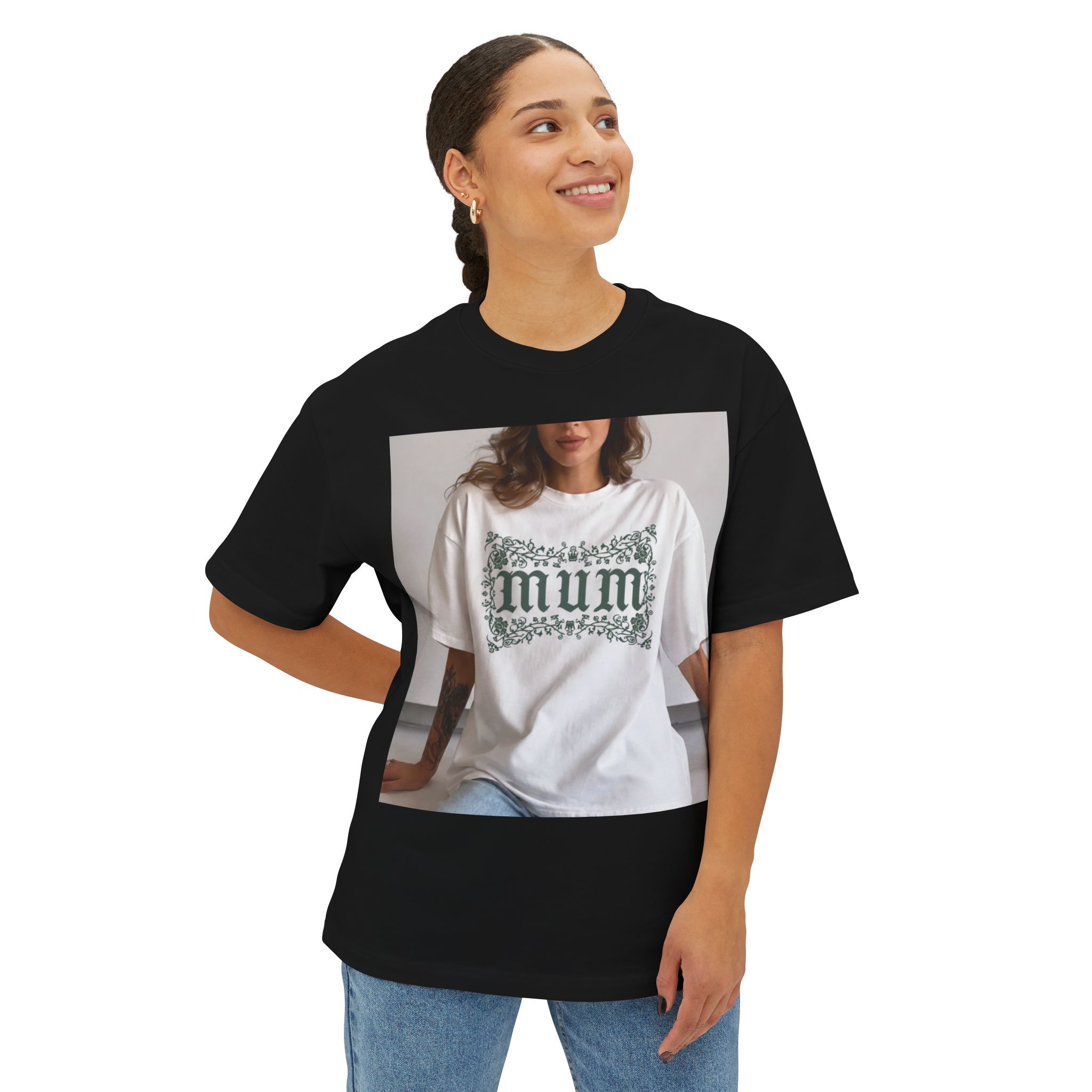 Mum Floral Graphic Tee — Oversized Boxy Womens Shirt - Image 7