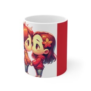 Cute Kissing Couple Ceramic Mug — 11oz & 15oz Romantic Coffee Cup