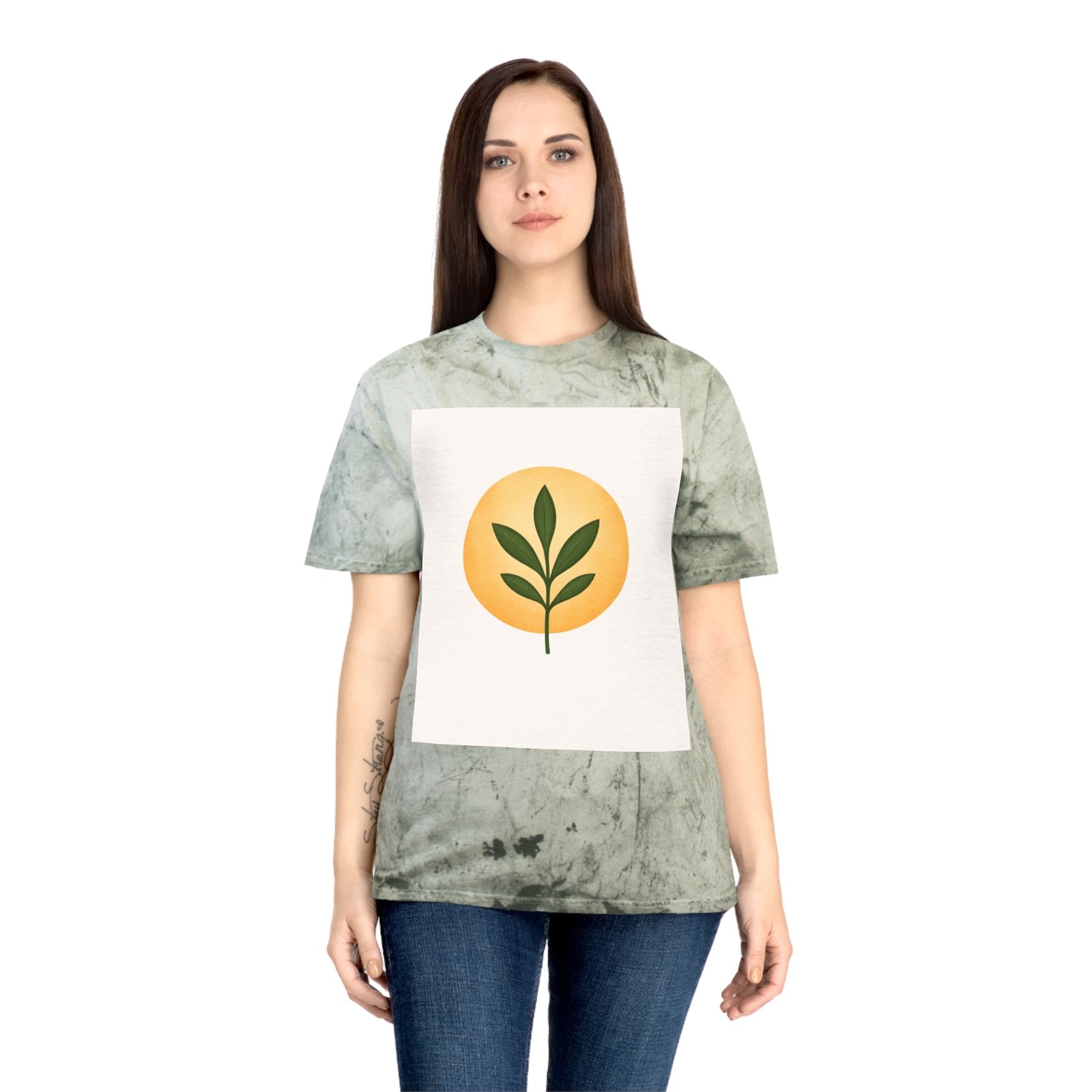 Golden Leaf Tee — Vintage Tie-Dye Plant Graphic T-Shirt - Image 12