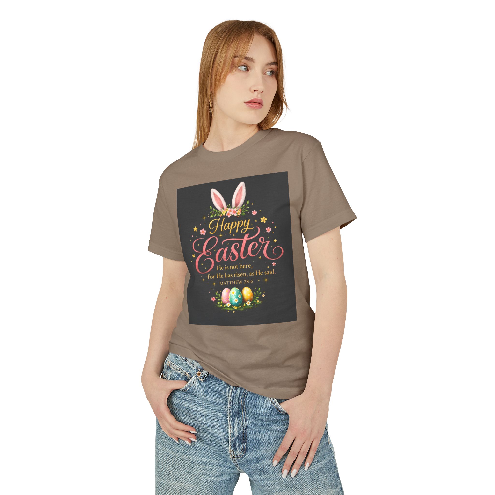 Easter Bunny Vibes Tee – Pastel "Thanks" Graphic Cotton T-Shirt - Image 12