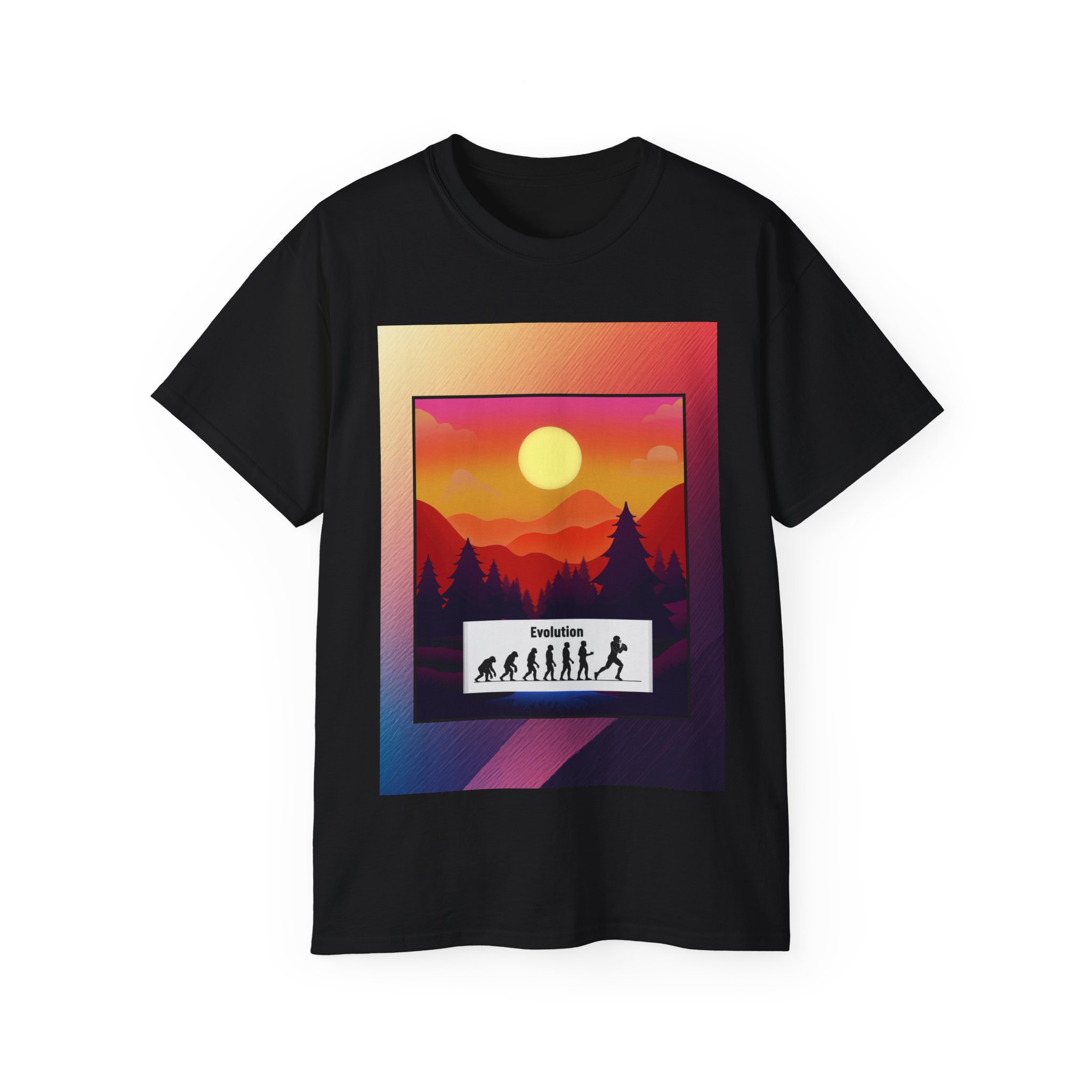 Evolution Hike T-Shirt — Sunset Mountain Silhouette Graphic Tee - Image 9
