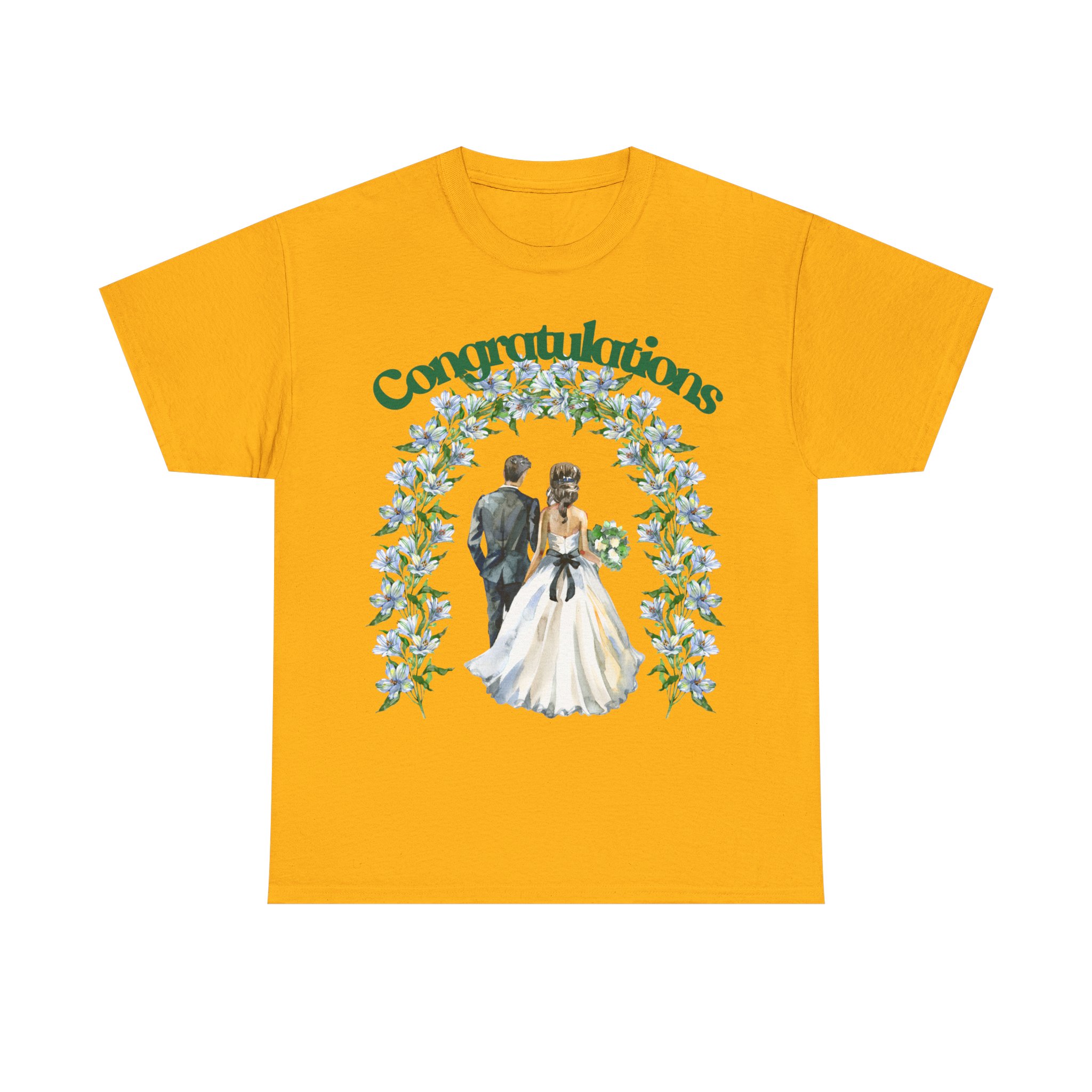 Congratulations Wedding T‑Shirt — Bride & Groom Floral Arch Tee - Image 13