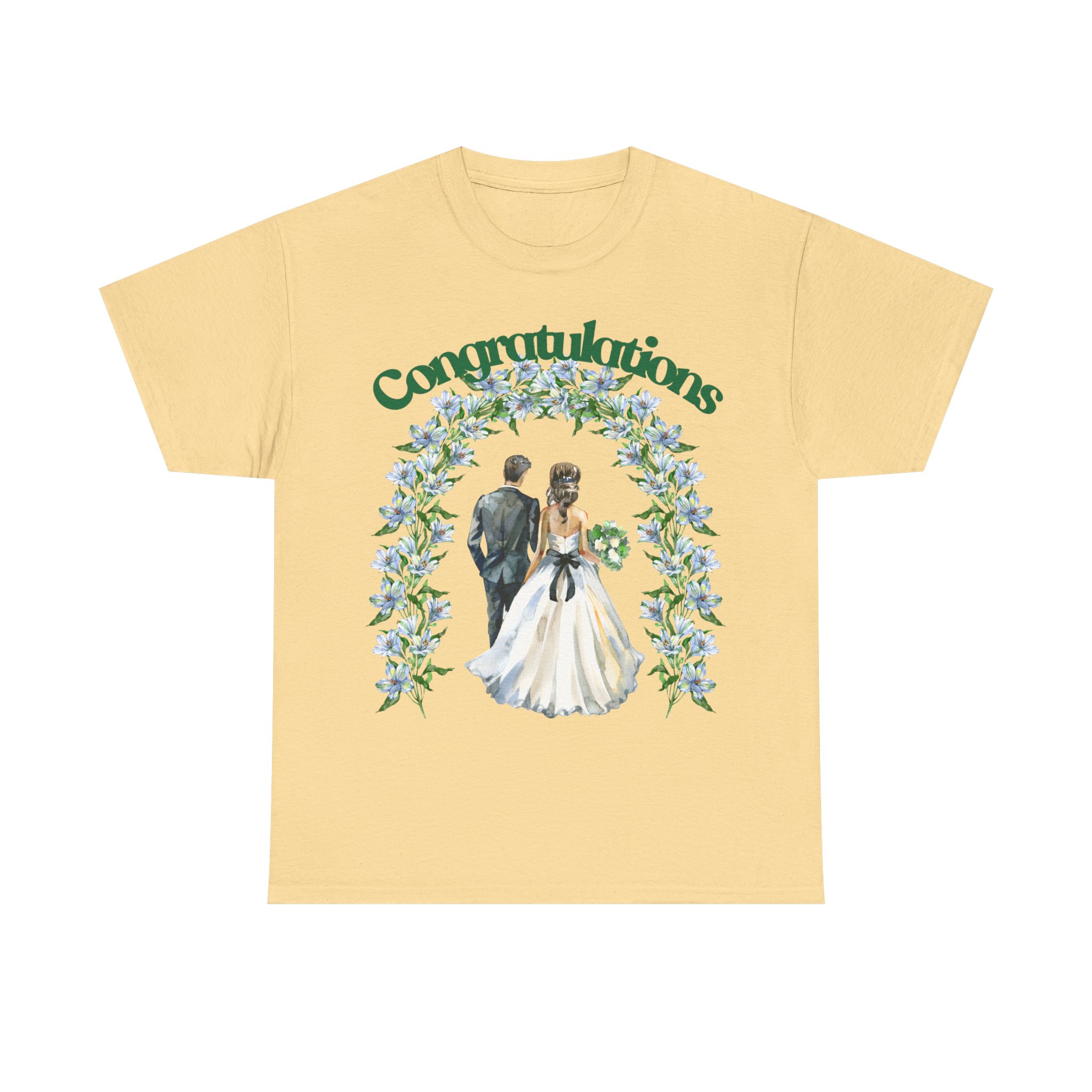 Congratulations Wedding T‑Shirt — Bride & Groom Floral Arch Tee - Image 9