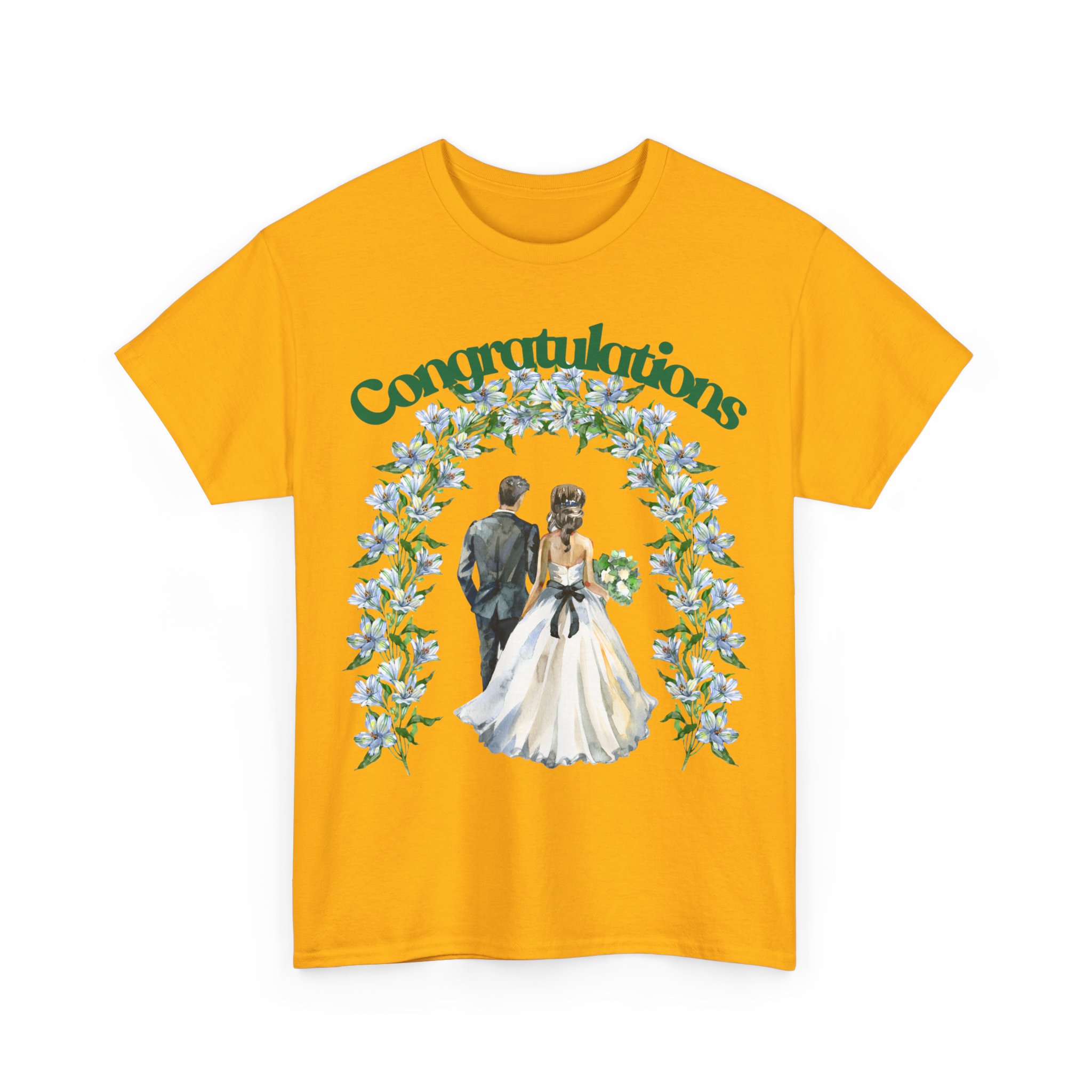 Congratulations Wedding T‑Shirt — Bride & Groom Floral Arch Tee - Image 15