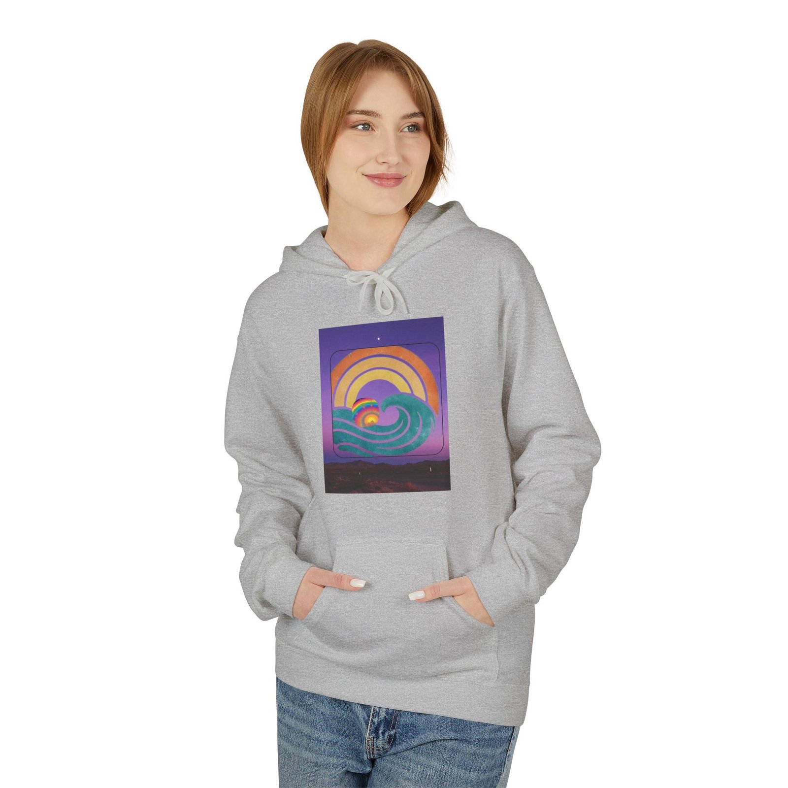 Retro Rainbow Surf Hoodie — Vintage Sunset Surfboard Graphic - Image 15