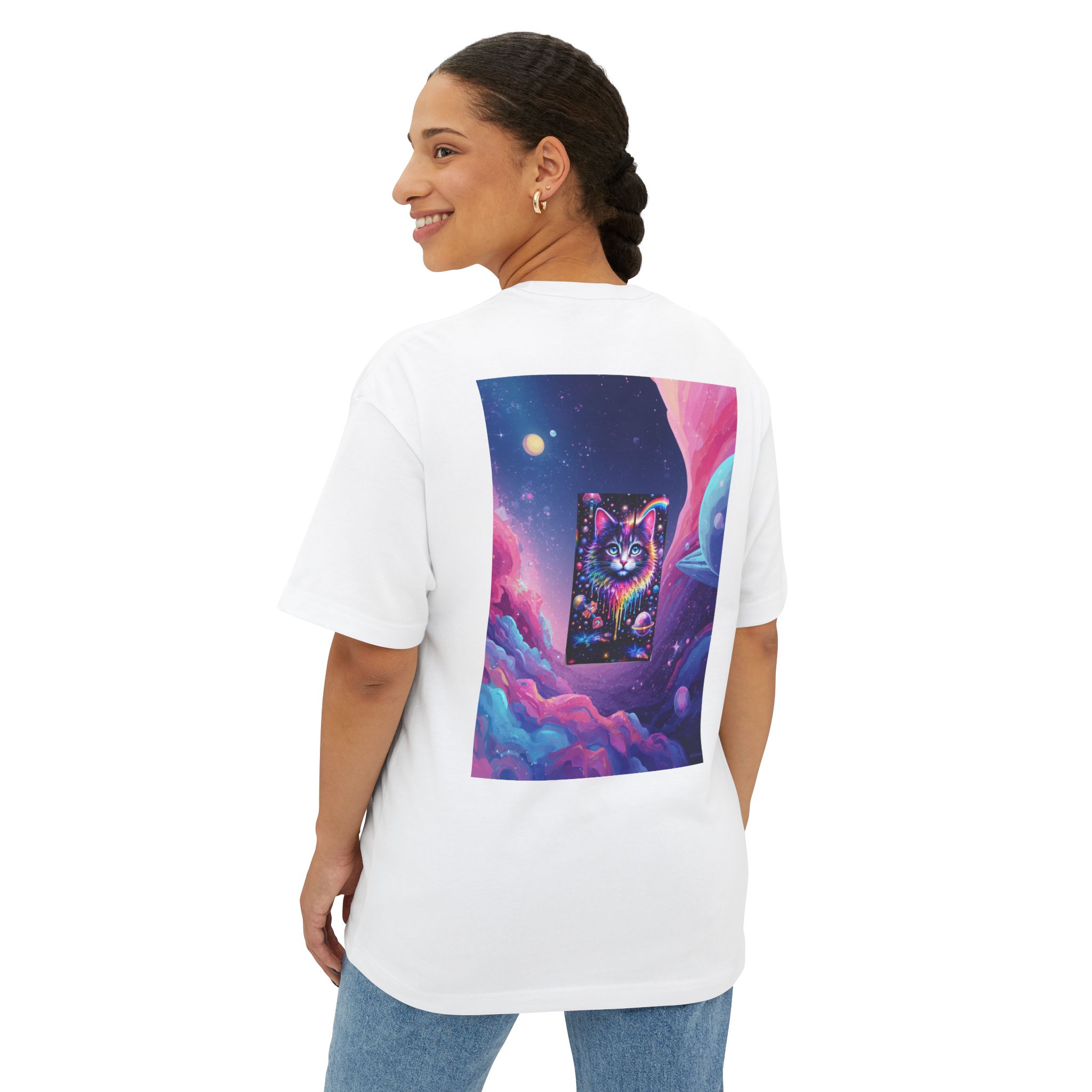 Galaxy Cat Tee — Psychedelic Cosmic Cat Graphic T-Shirt - Image 4