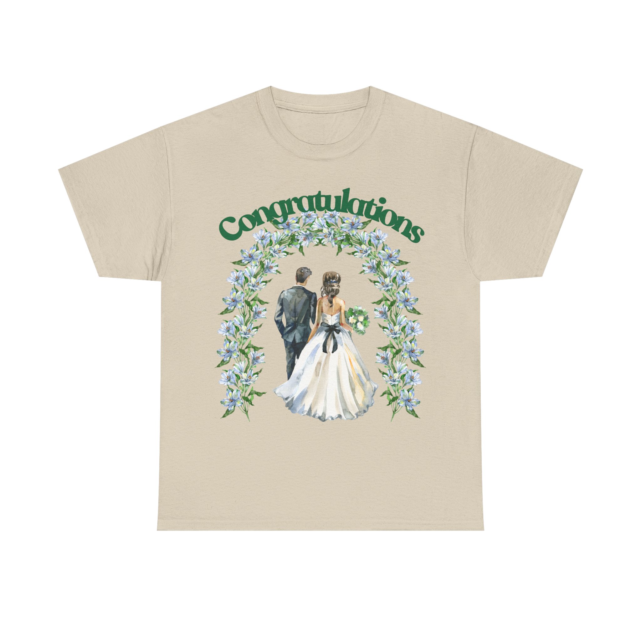 Congratulations Wedding T‑Shirt — Bride & Groom Floral Arch Tee - Image 5