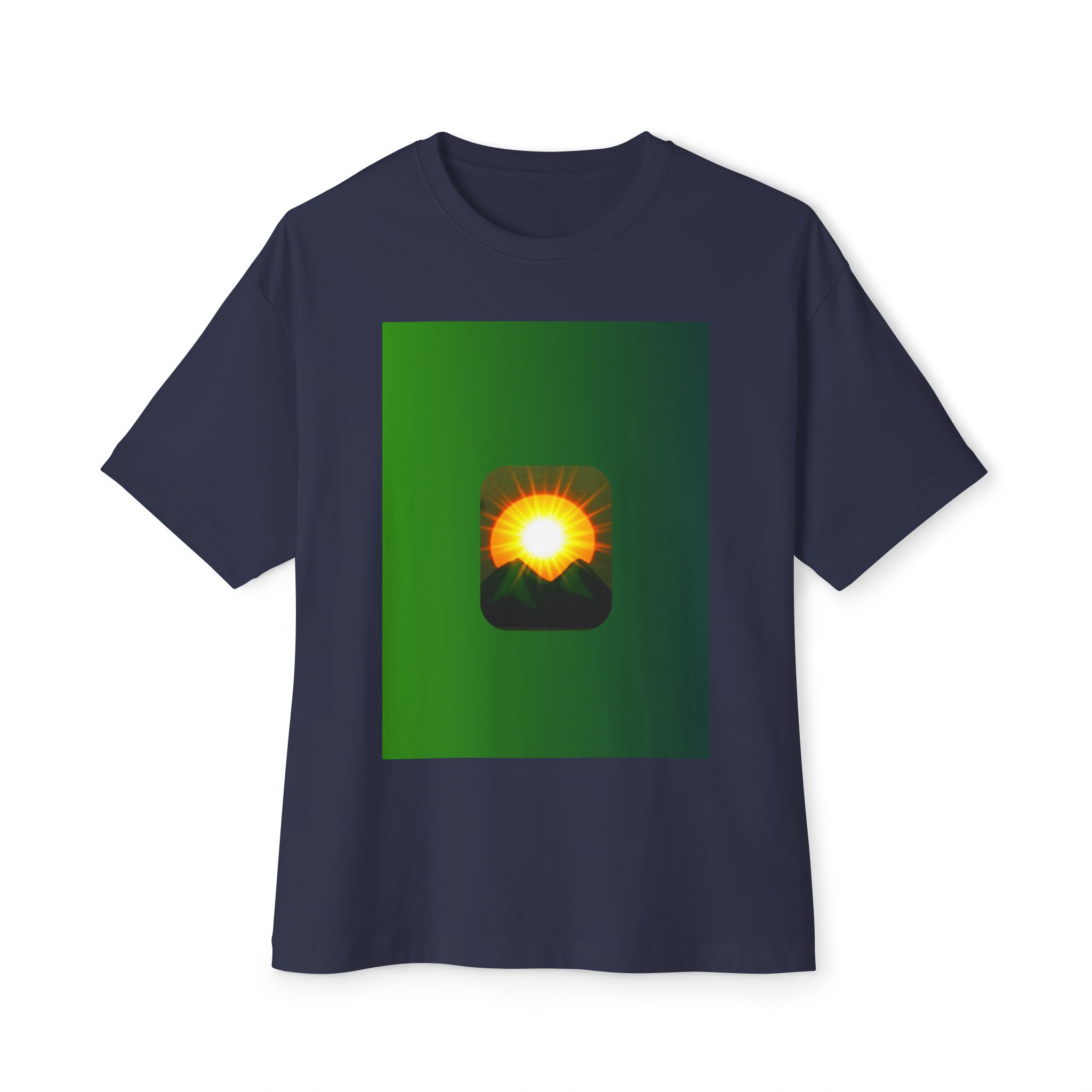 Sunrise Mountains Graphic Tee — Green Gradient Sunrise Design - Image 21
