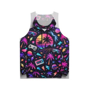 Retro Vaporwave Tank Top — 80s Neon Sunset Gaming Palm Trees