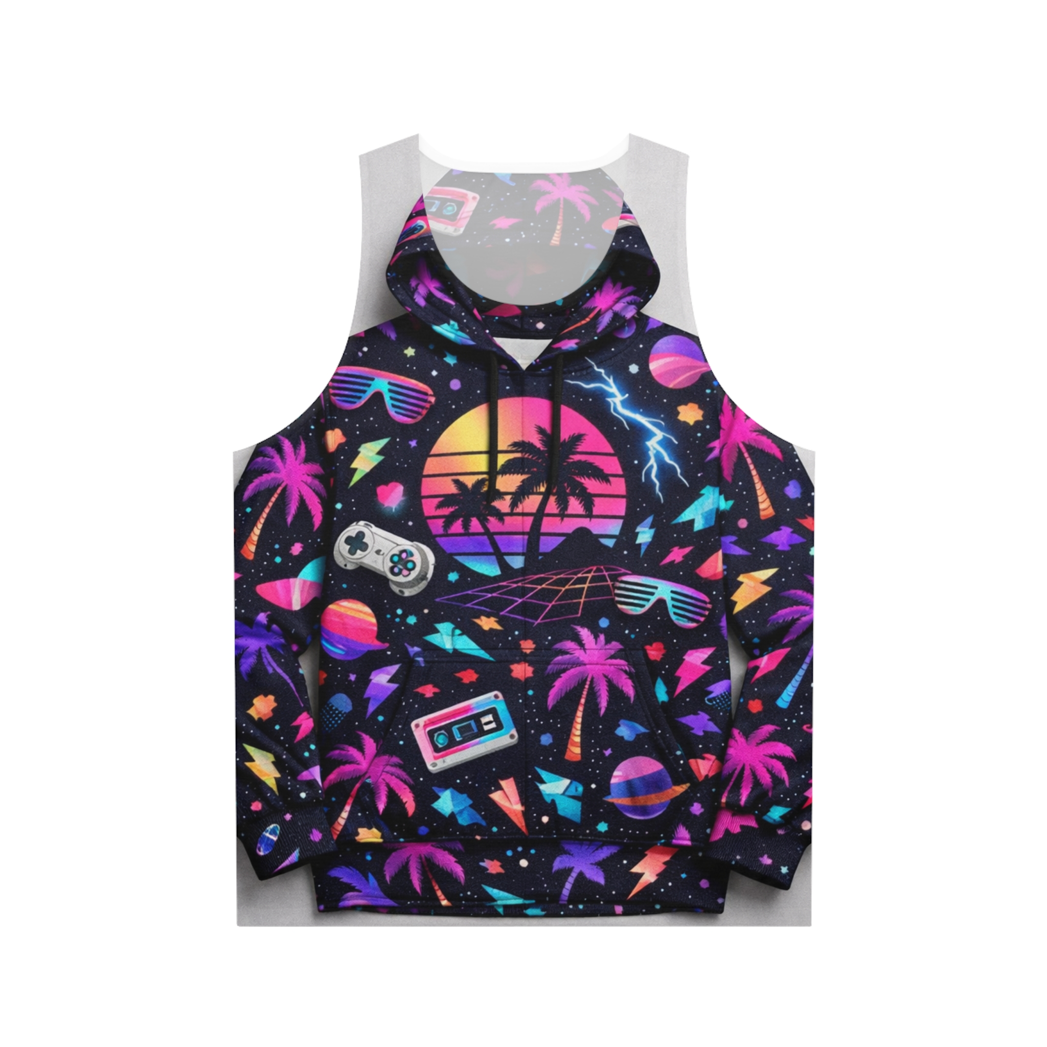 Retro Vaporwave Tank Top — 80s Neon Sunset Gaming Palm Trees