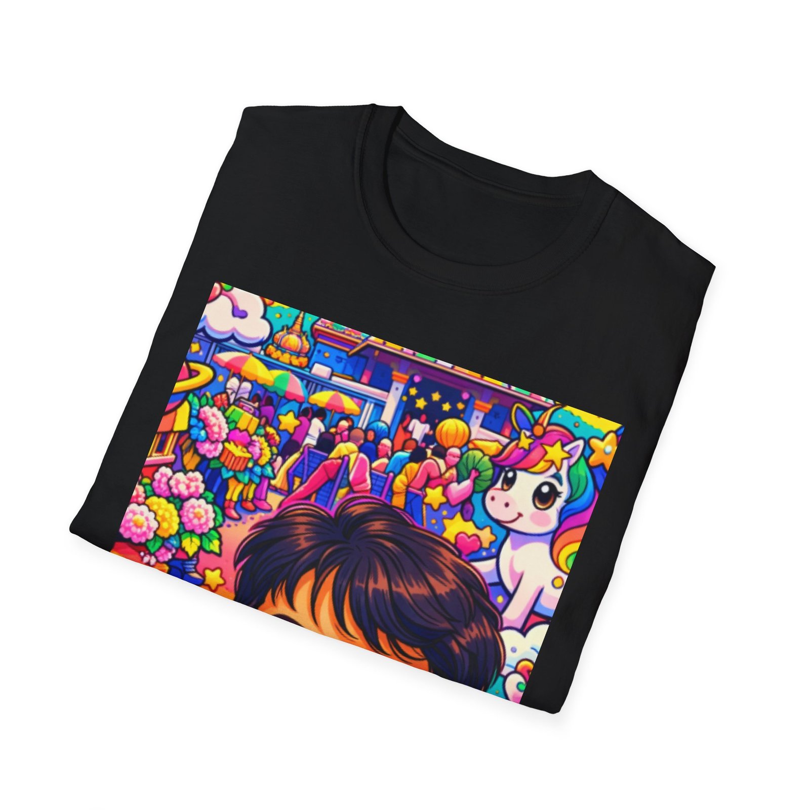 Colorful Cartoon Selfie T‑Shirt — Cute Kid & Unicorn Pop Art Tee - Image 8