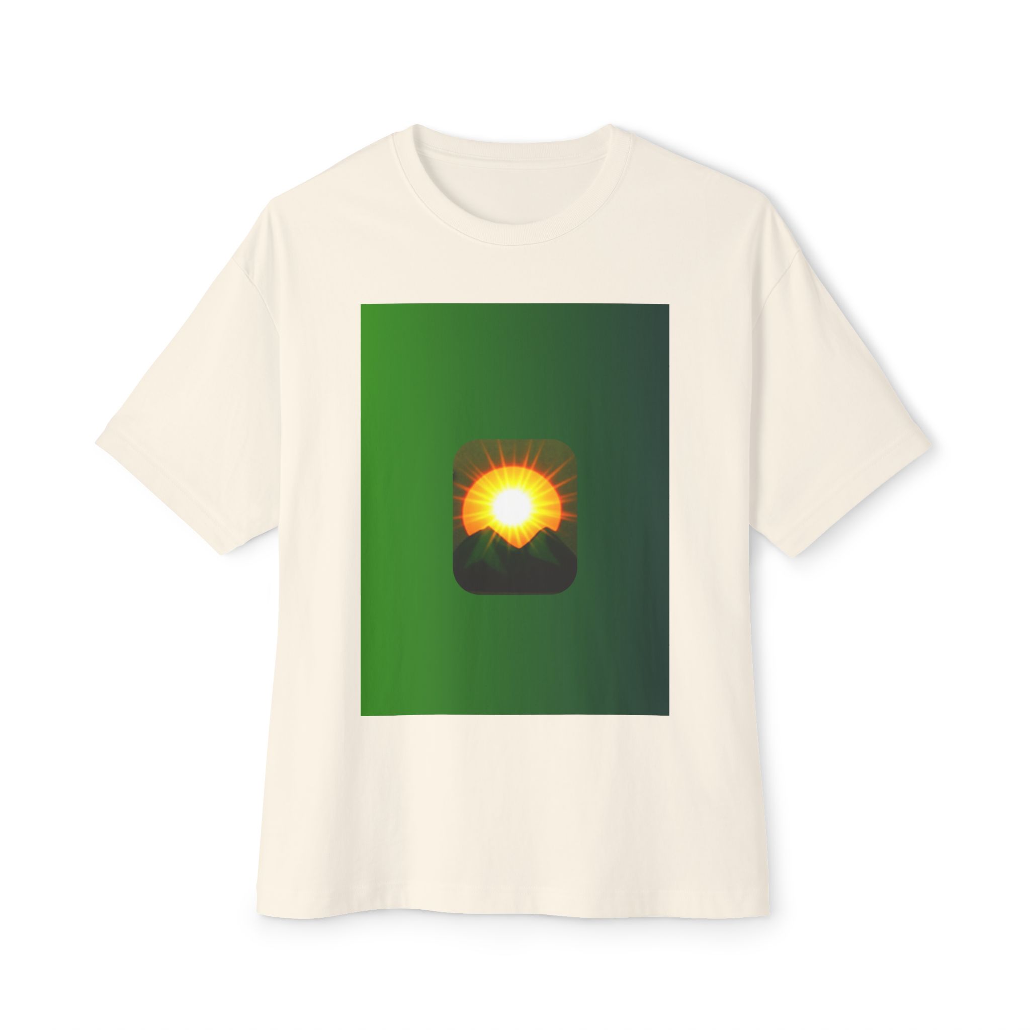 Sunrise Mountains Graphic Tee — Green Gradient Sunrise Design - Image 9