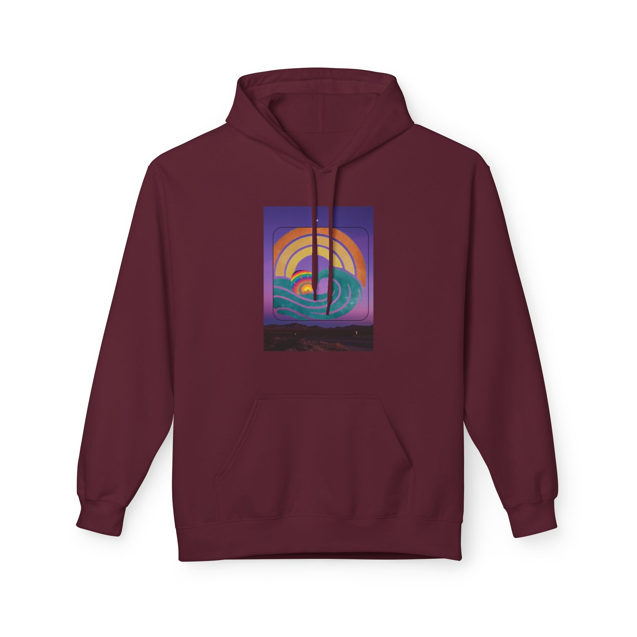 Retro Rainbow Surf Hoodie — Vintage Sunset Surfboard Graphic - Image 17