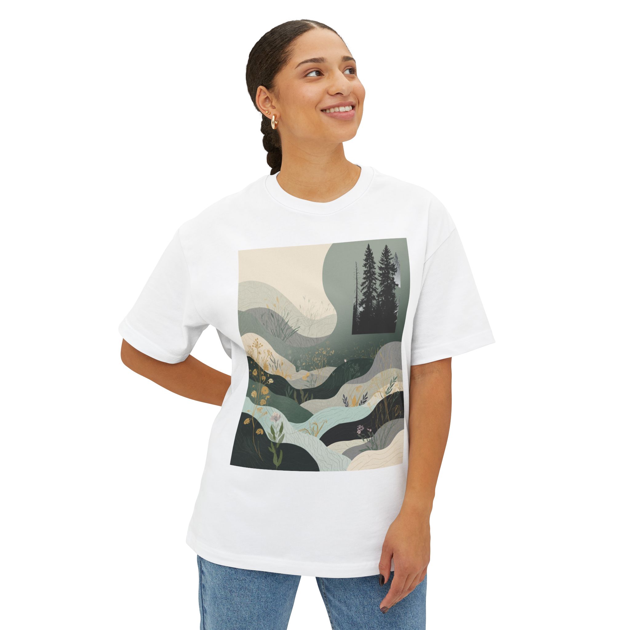 Nature Wave Tee — Forest & River Graphic T-Shirt - Image 3