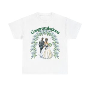 Congratulations Wedding T‑Shirt — Bride & Groom Floral Arch Tee