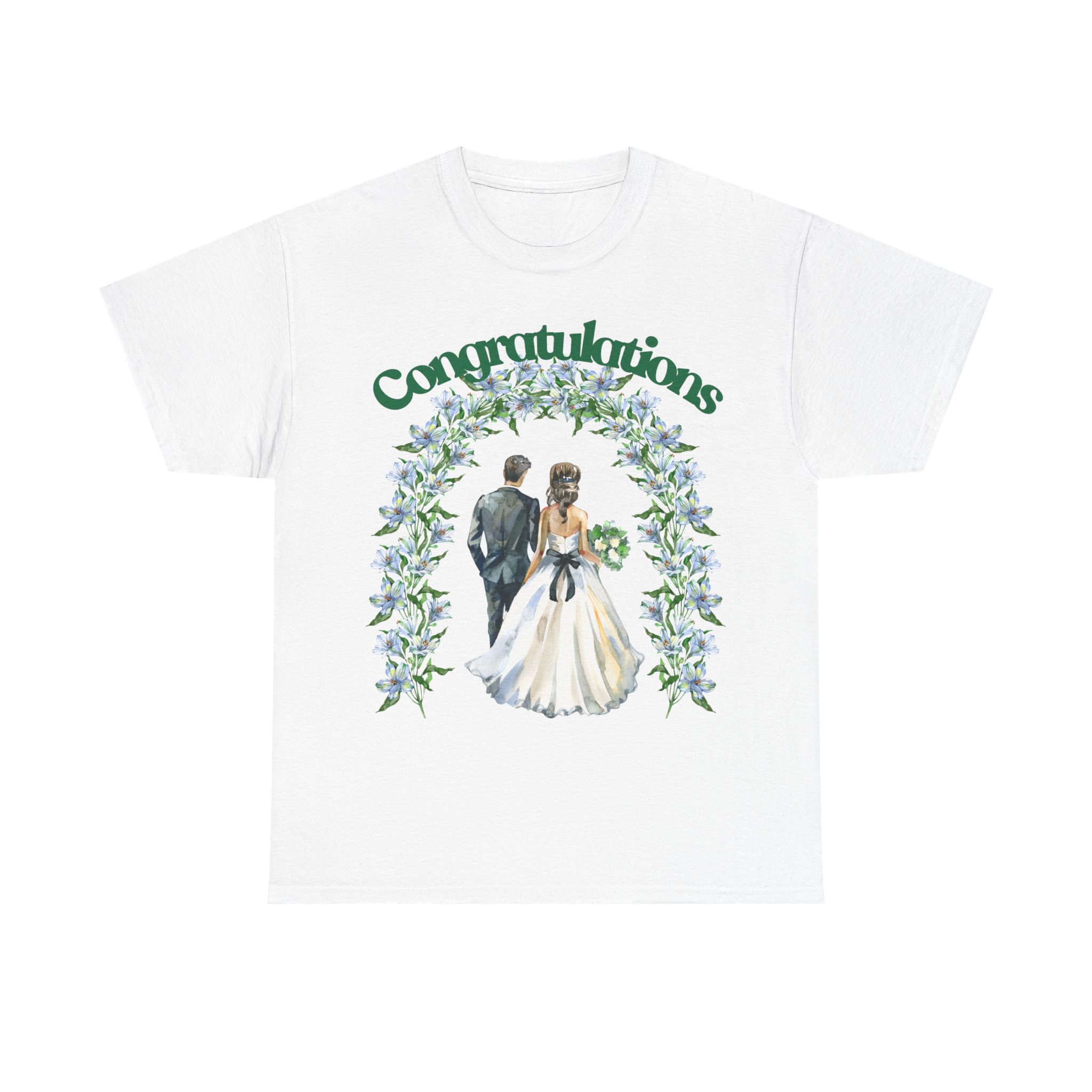 Congratulations Wedding T‑Shirt — Bride & Groom Floral Arch Tee