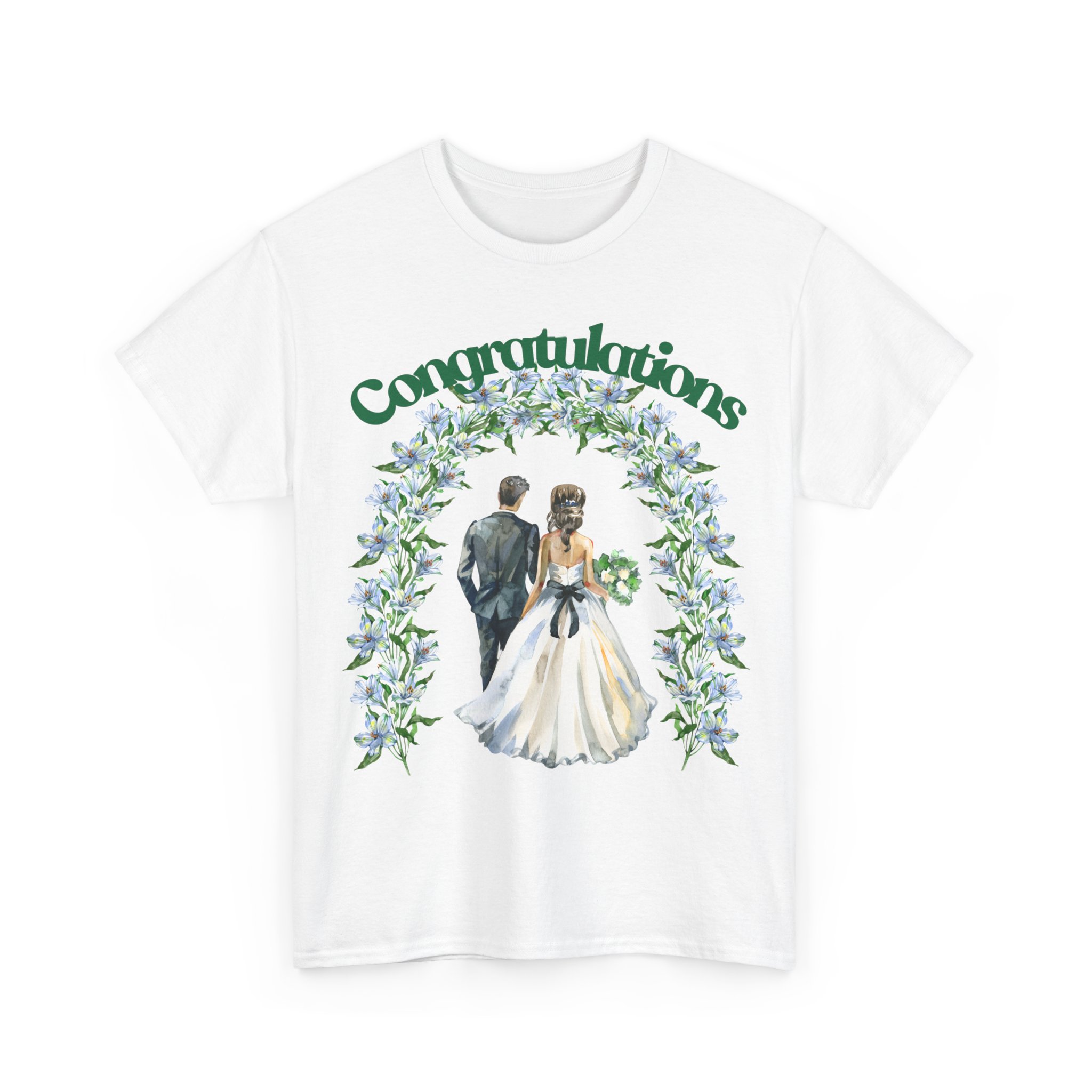 Congratulations Wedding T‑Shirt — Bride & Groom Floral Arch Tee - Image 3