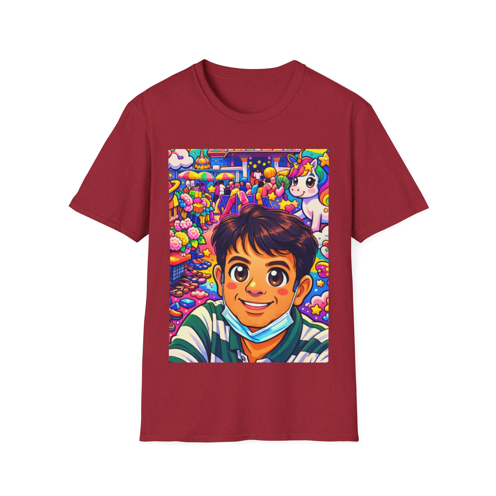 Colorful Cartoon Selfie T‑Shirt — Cute Kid & Unicorn Pop Art Tee - Image 9