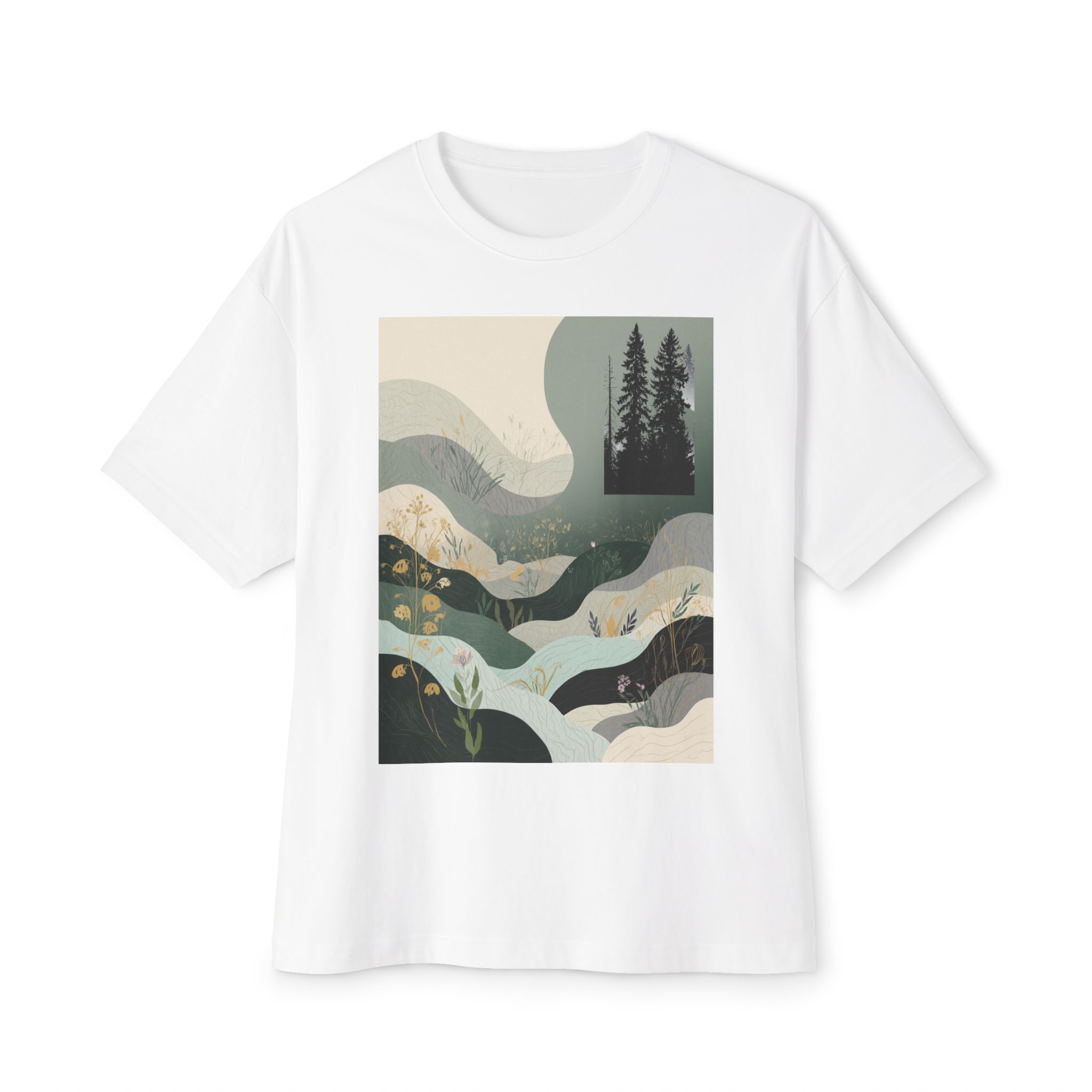 Nature Wave Tee — Forest & River Graphic T-Shirt