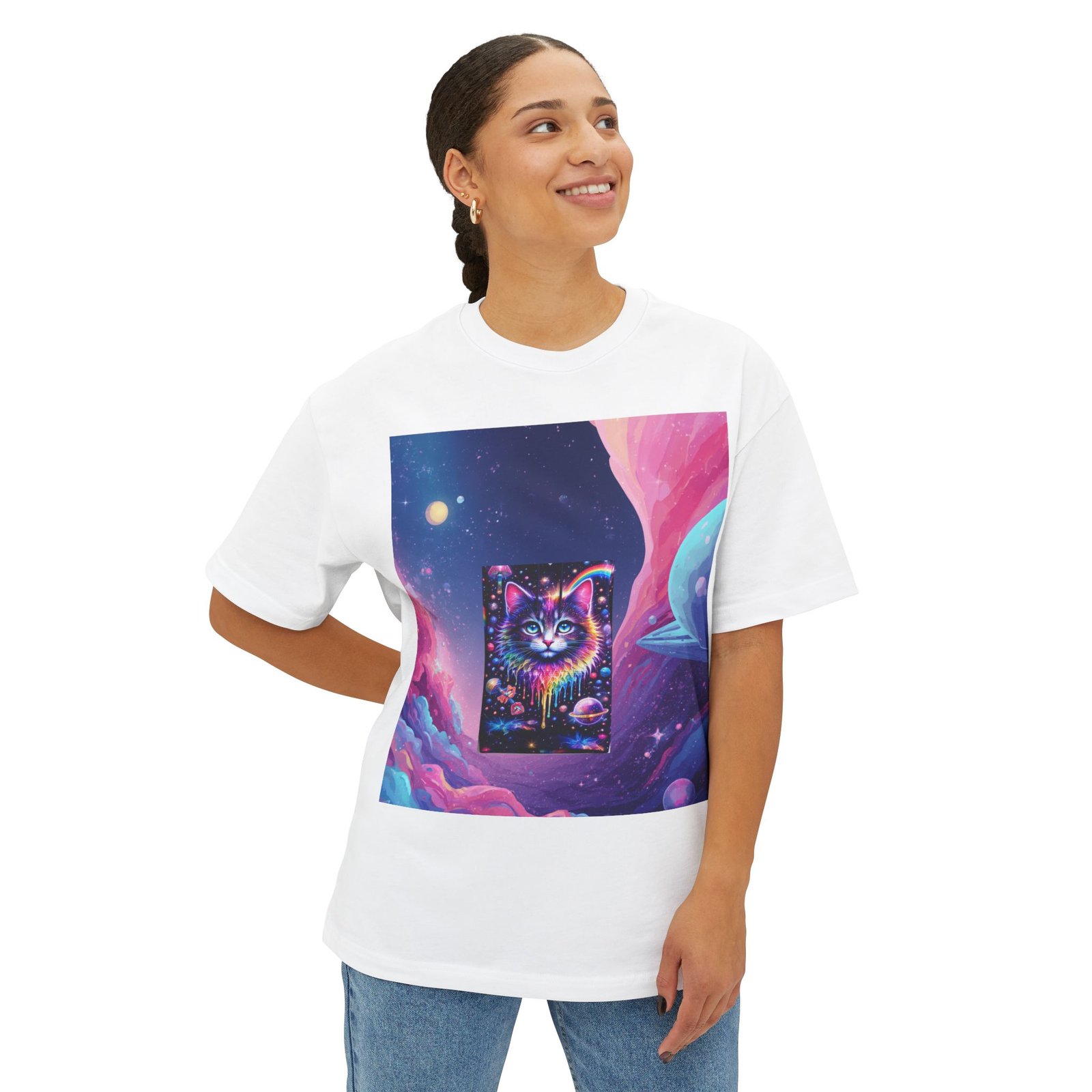Galaxy Cat Tee — Psychedelic Cosmic Cat Graphic T-Shirt - Image 3