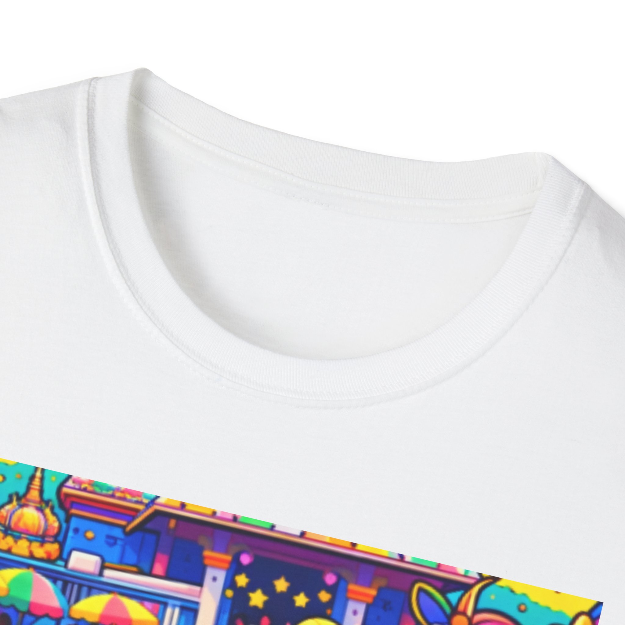 Colorful Cartoon Selfie T‑Shirt — Cute Kid & Unicorn Pop Art Tee - Image 3